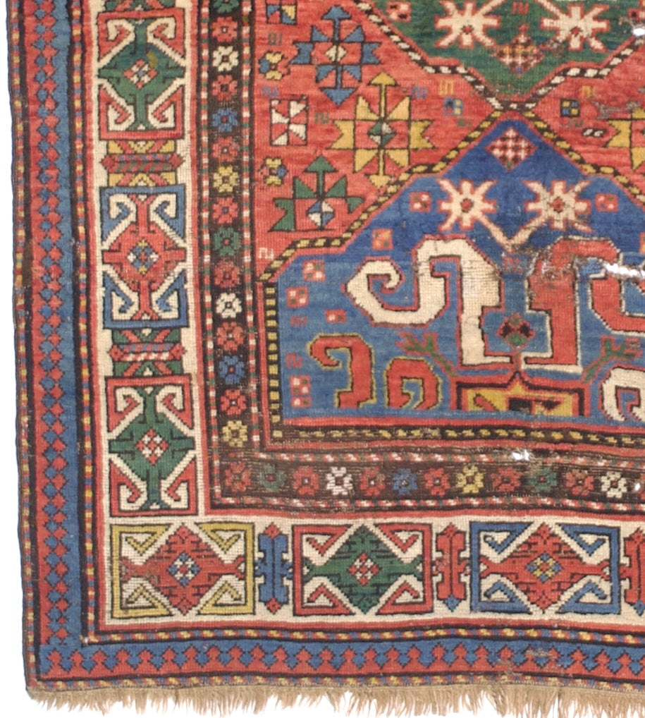 Antique Caucasian Cloudband Kazak Rug 4' 3" x 5' 7''