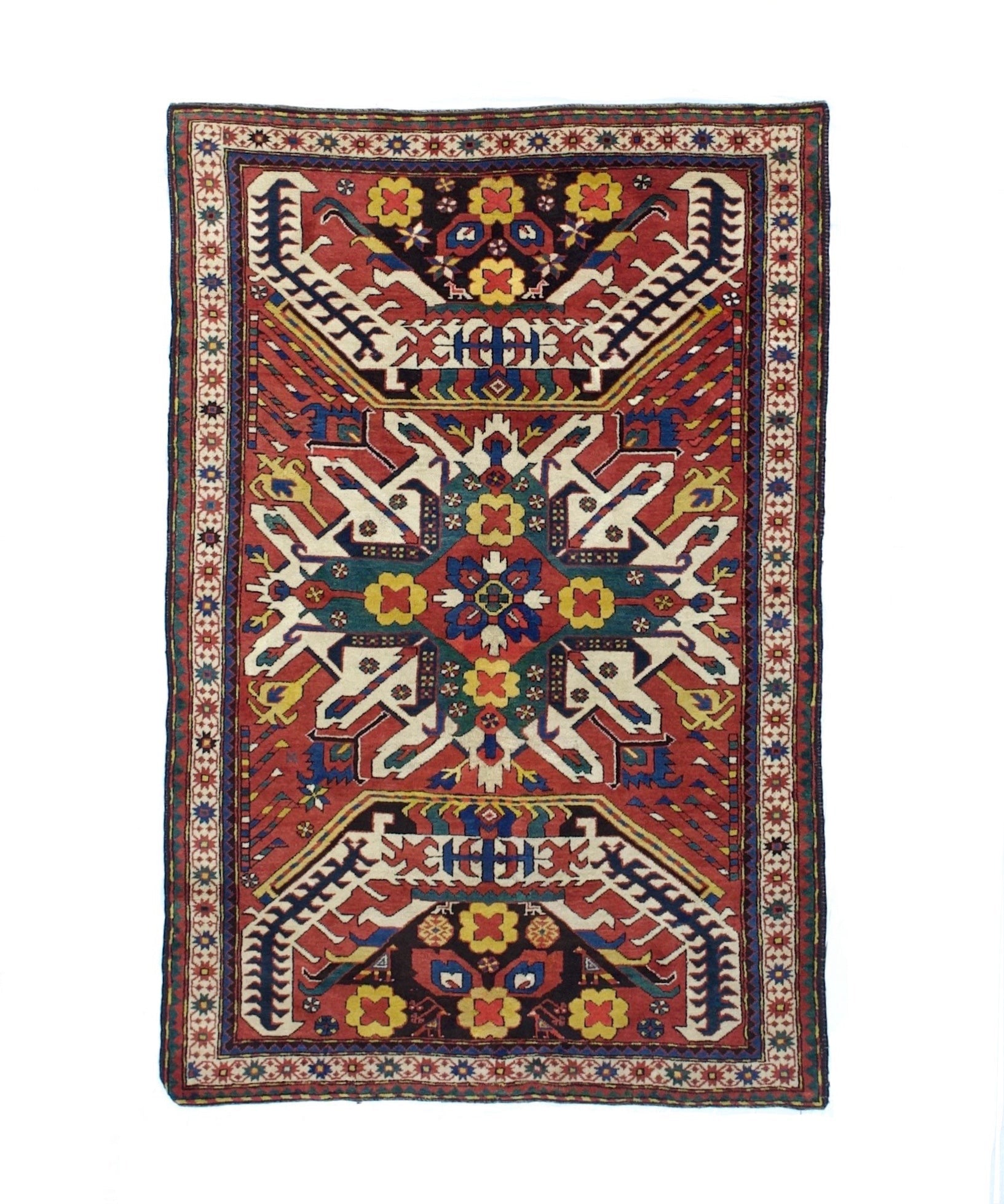 Fine Antique Caucasian Kazak Wool Rug 4'9" x 7' 2"