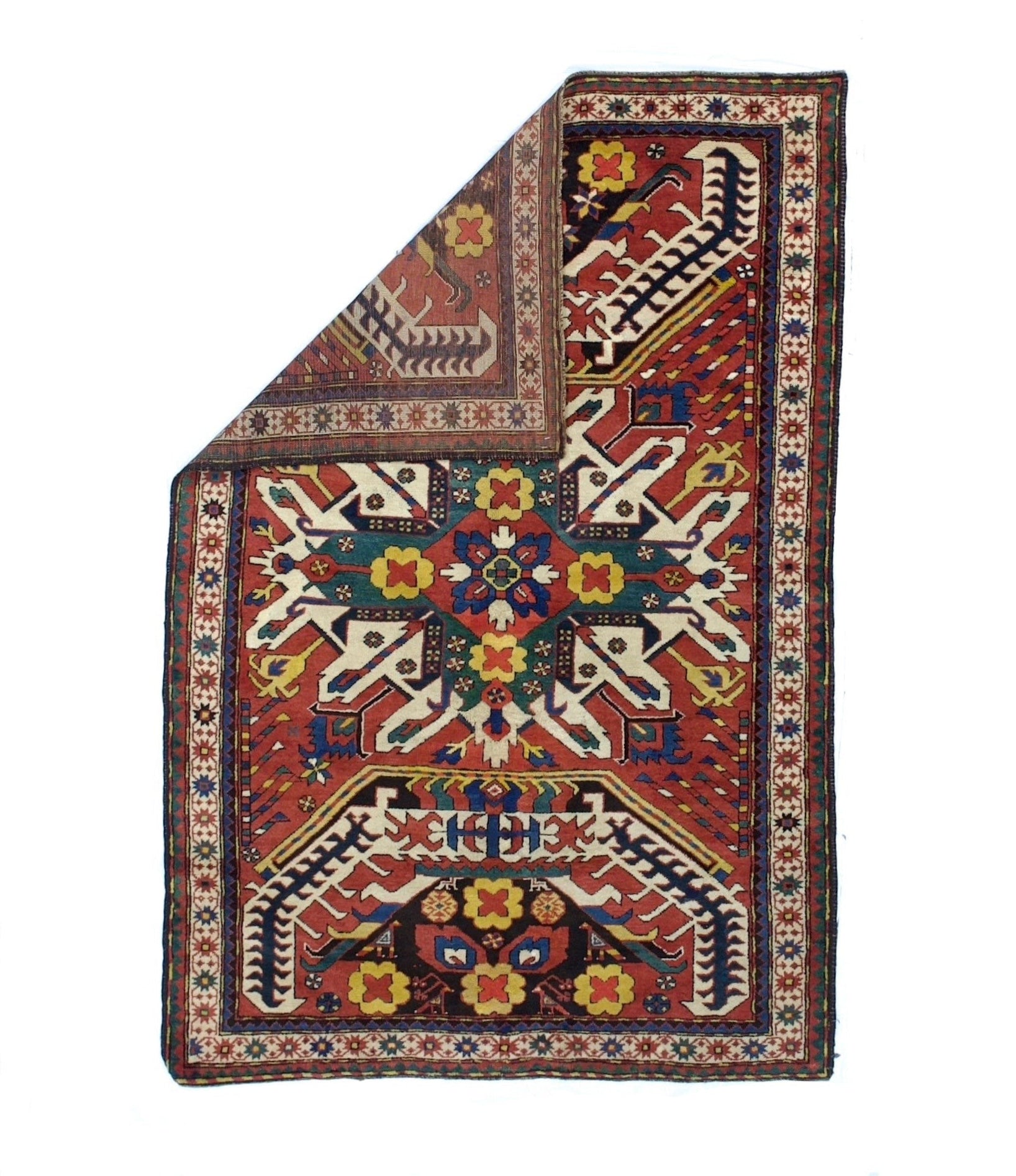 Fine Antique Caucasian Kazak Wool Rug 4'9" x 7' 2"