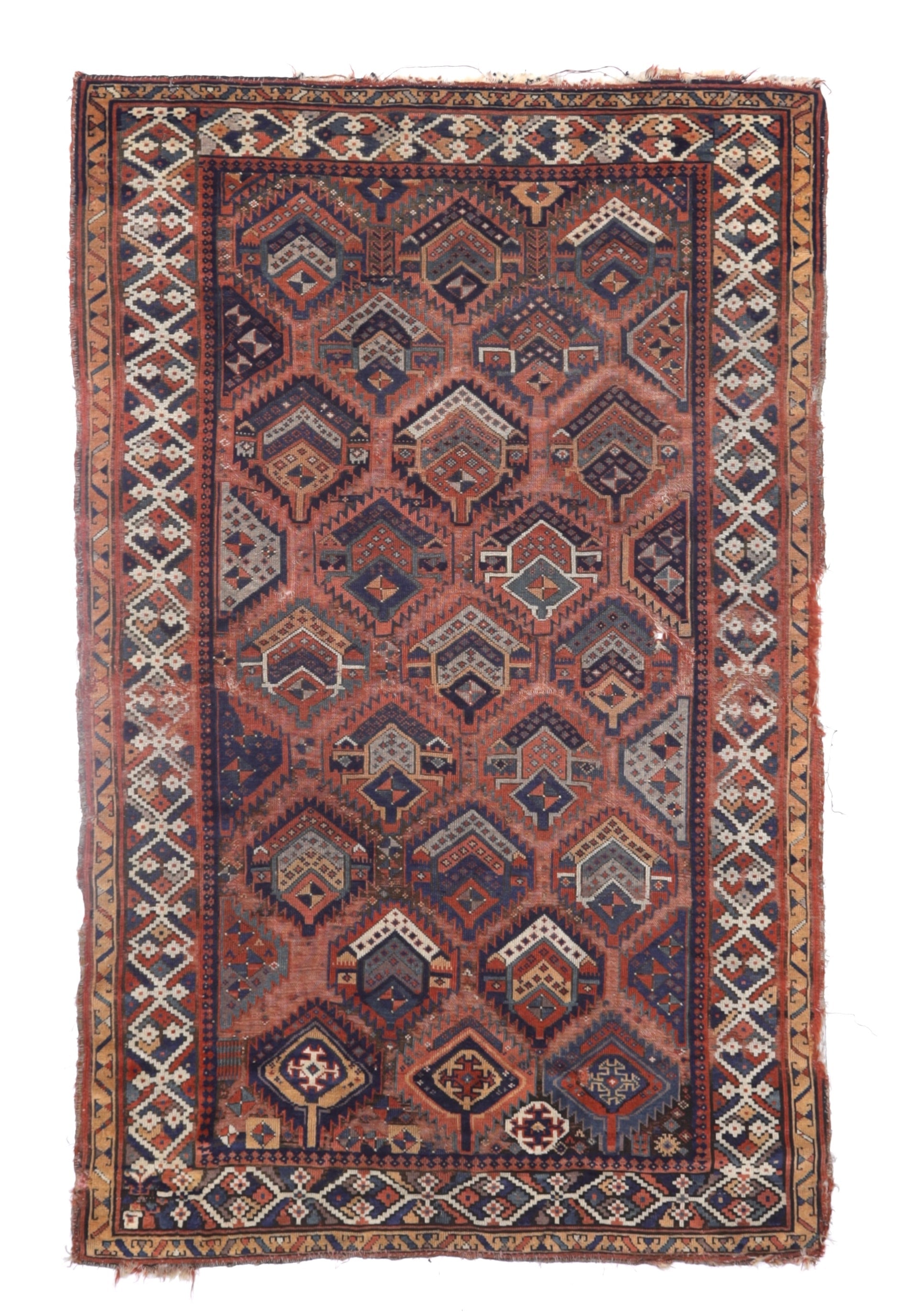 Fine Antique Kurdish Tribal Wool Rug 4'7" x 7' 3"