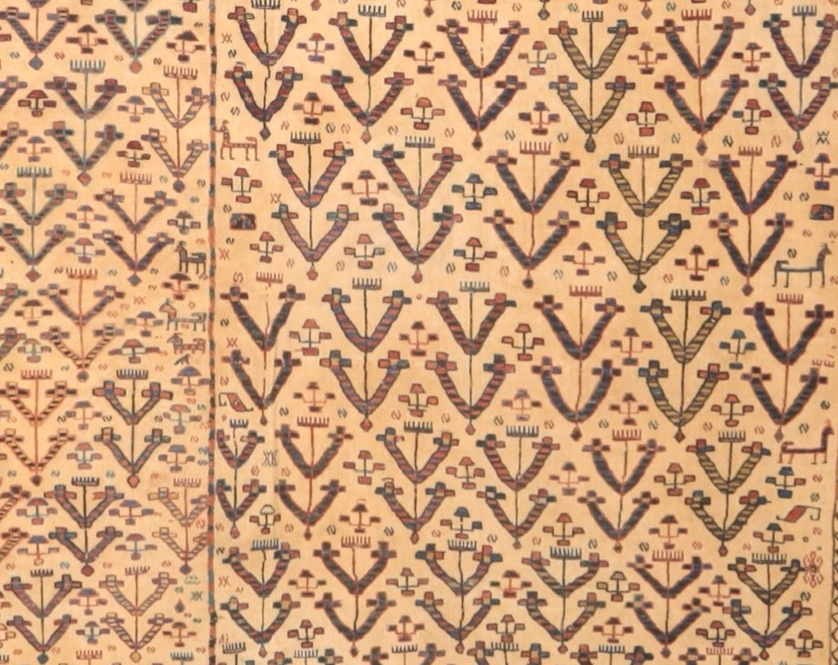 Fine and Rare Antique Turkish Verheh Kilim Flat Weave Wool Rug 6' 2'' x 6' 3''