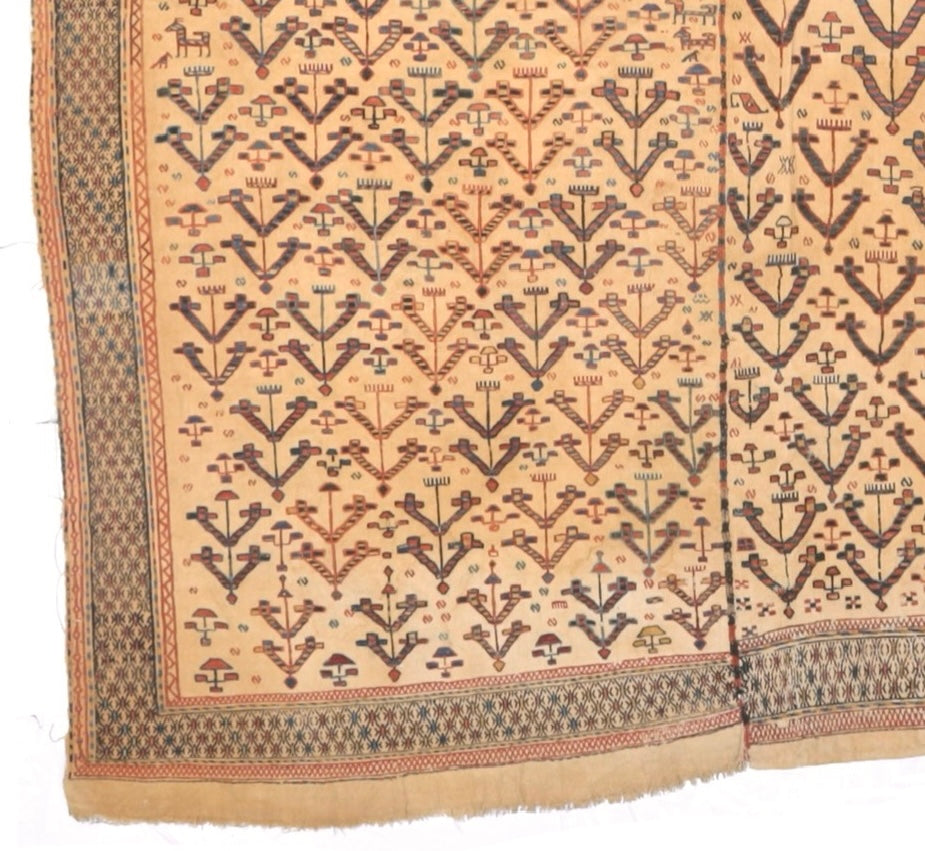 Fine and Rare Antique Turkish Verheh Kilim Flat Weave Wool Rug 6' 2'' x 6' 3''
