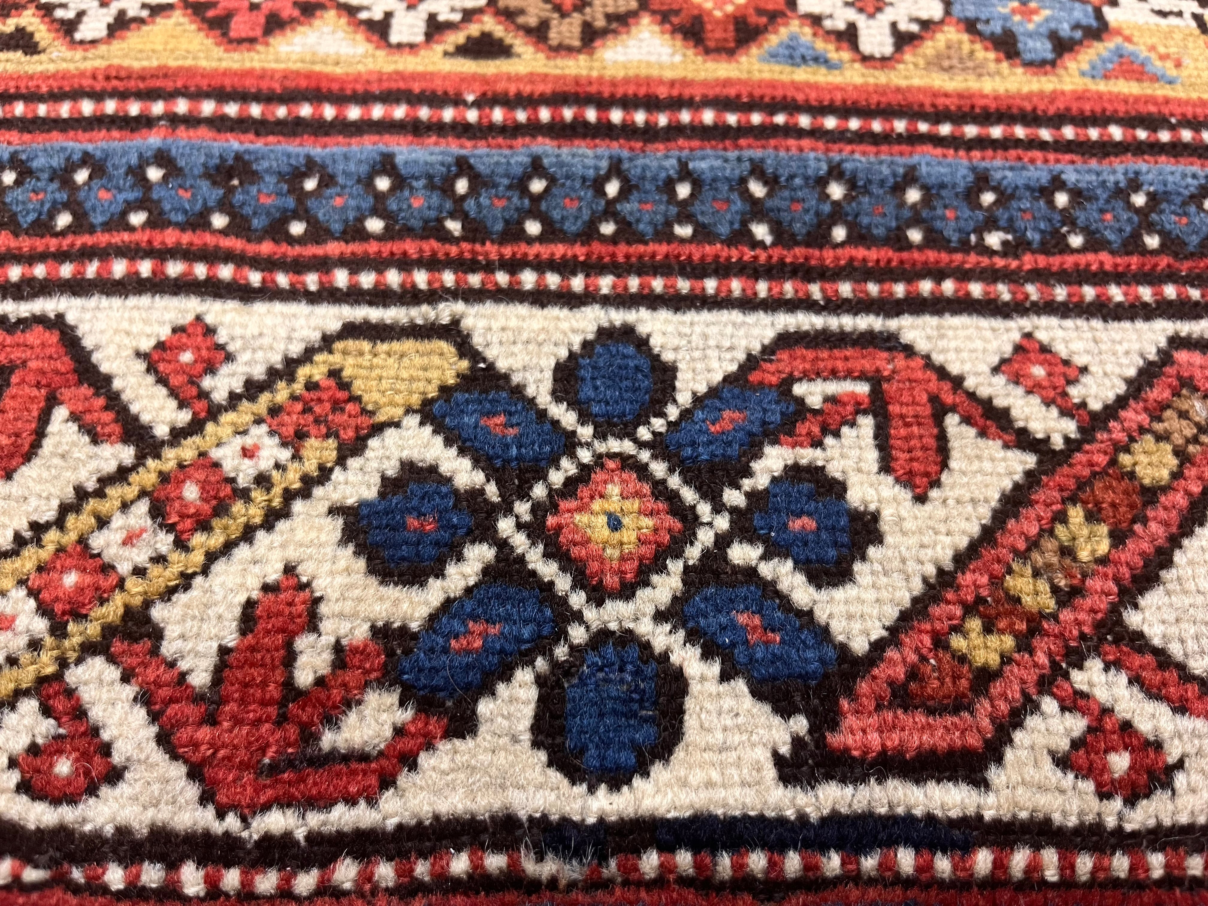 Antique Caucasian Kuba Rug 3'11" x 5' 8''