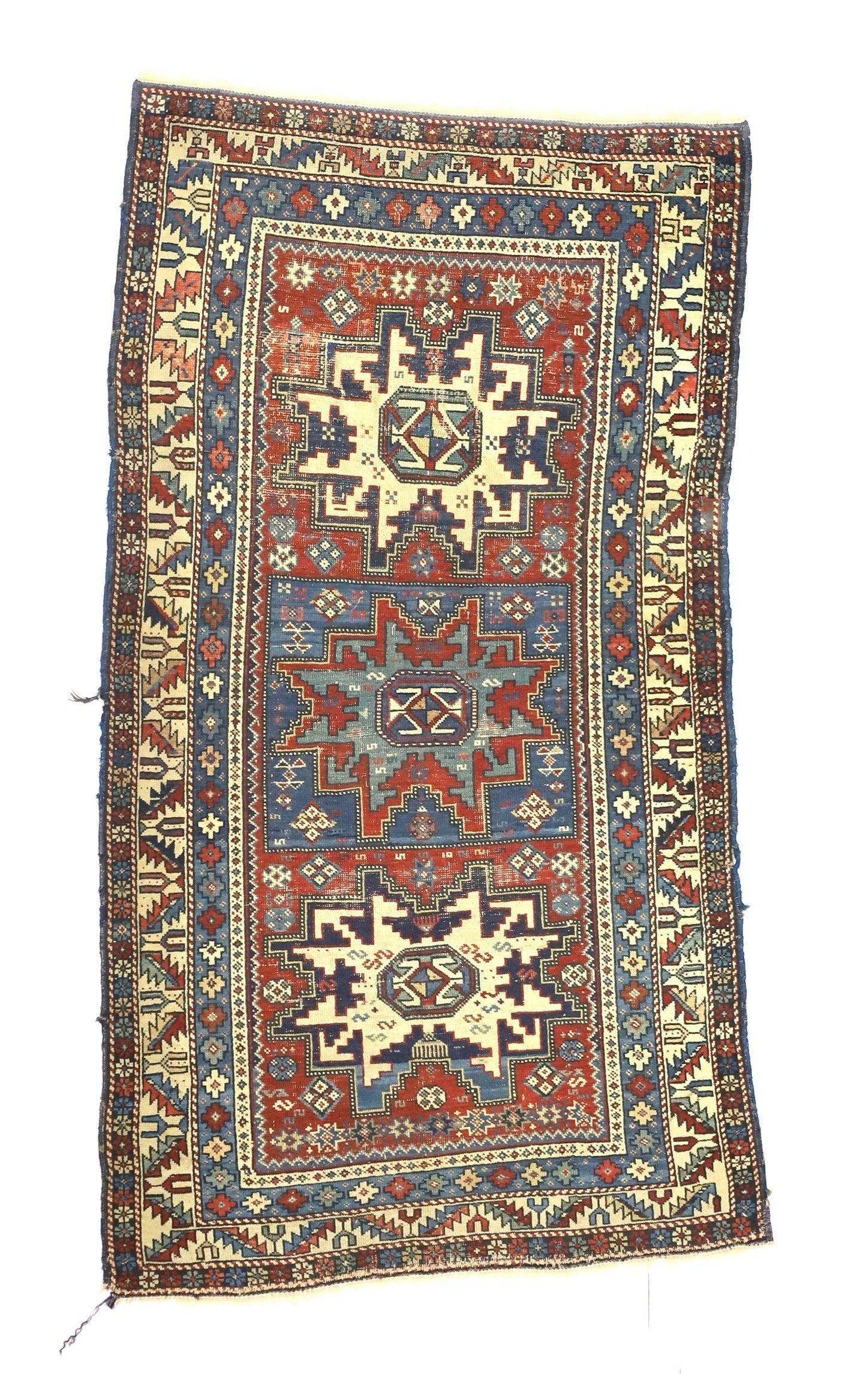 Antique Caucasian Lezgi Rug 3' 1" x 5' 7"