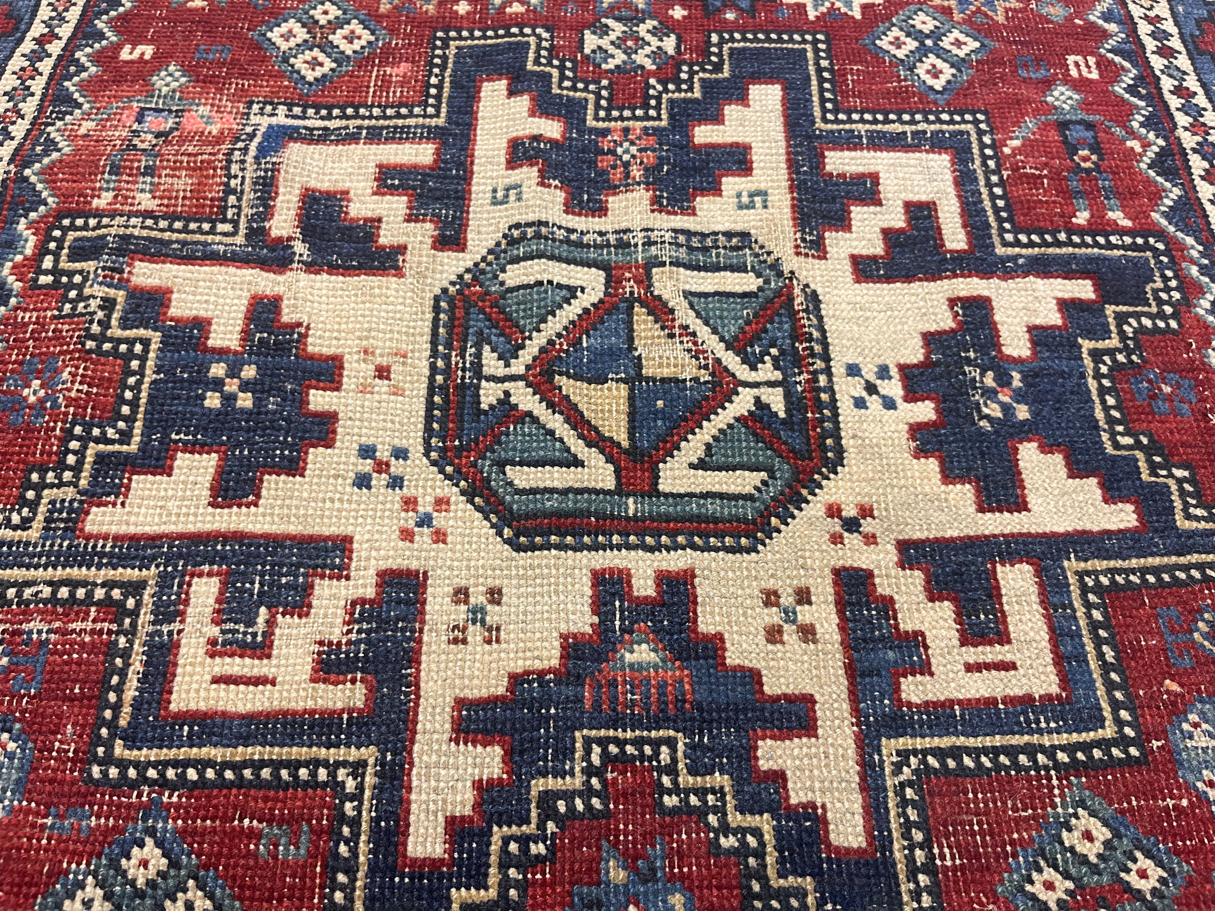 Antique Caucasian Lezgi Rug 3' 1" x 5' 7"