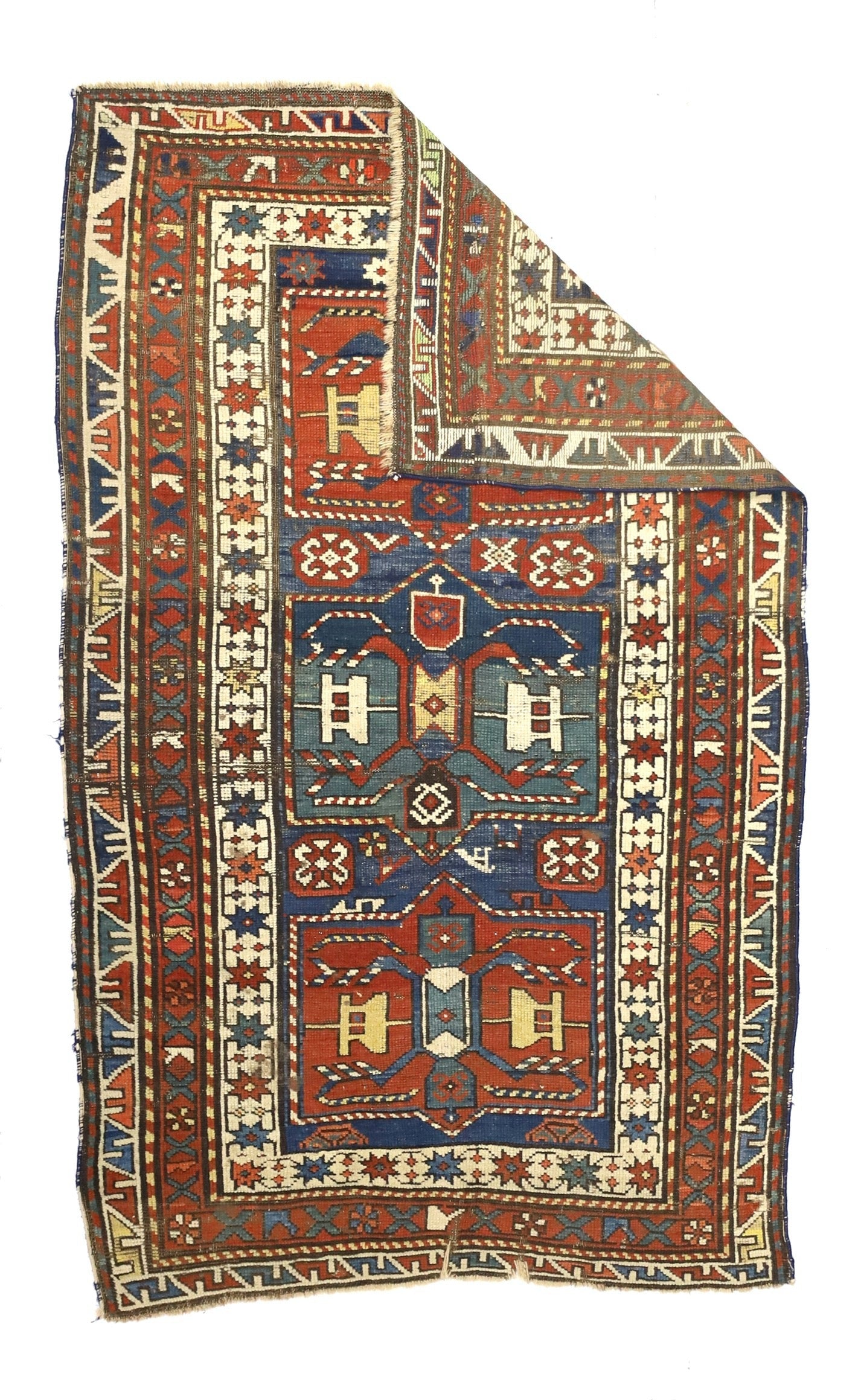 Antique Caucasian Kazak Rug 3'6" x 5' 8"