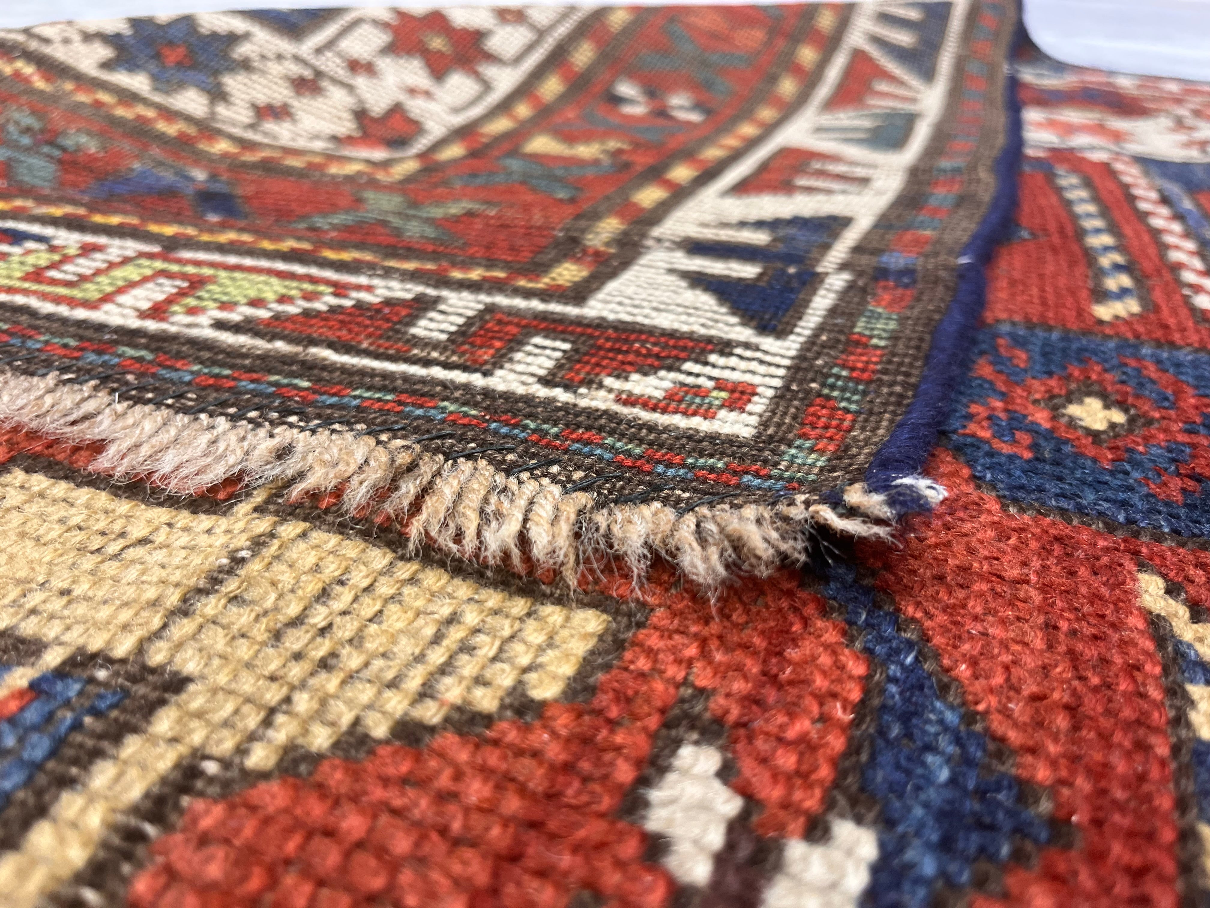 Antique Caucasian Kazak Rug 3'6" x 5' 8"