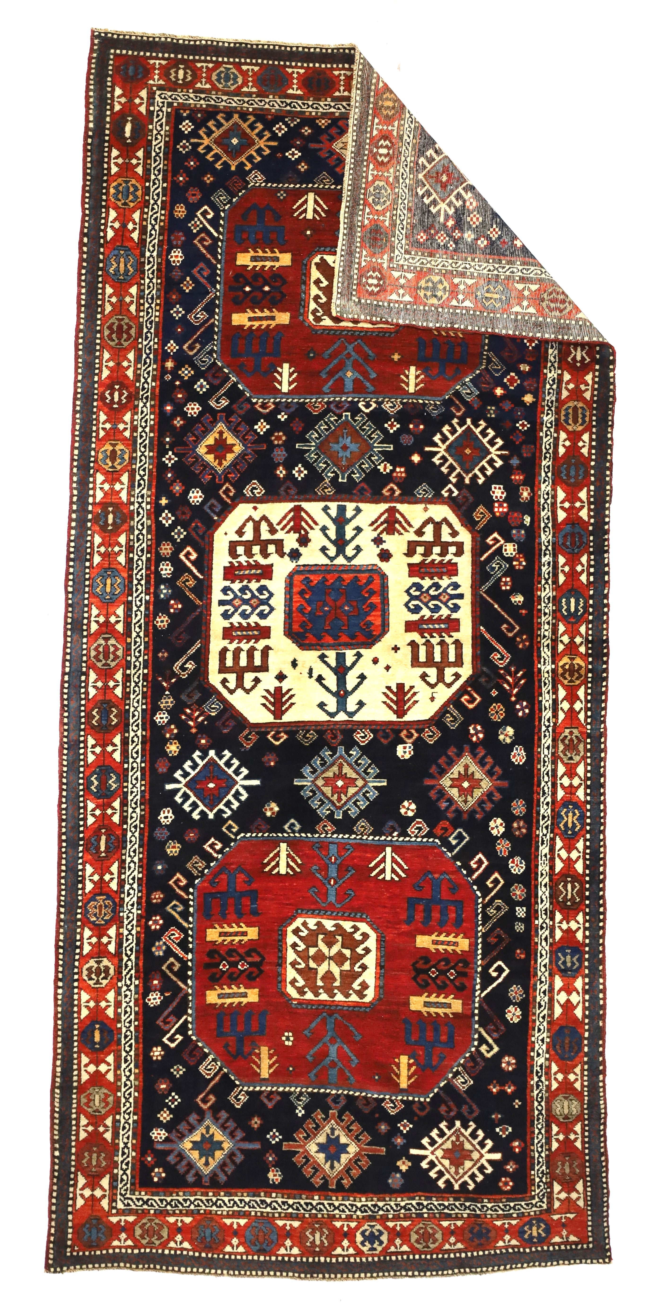 Antique Caucasian Akstafa Long Rug 4'2" x 9' 3''
