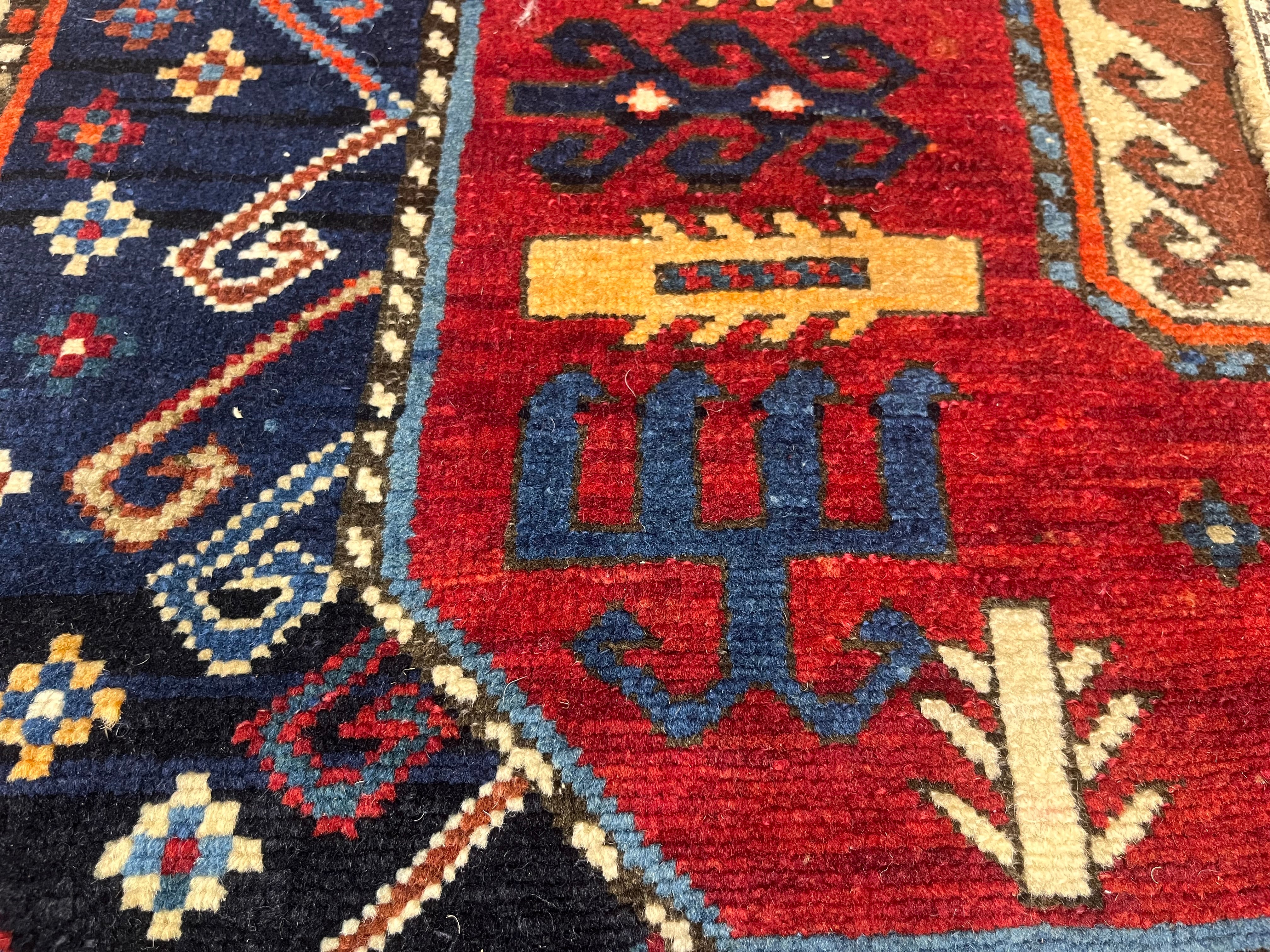 Antique Caucasian Akstafa Long Rug 4'2" x 9' 3''