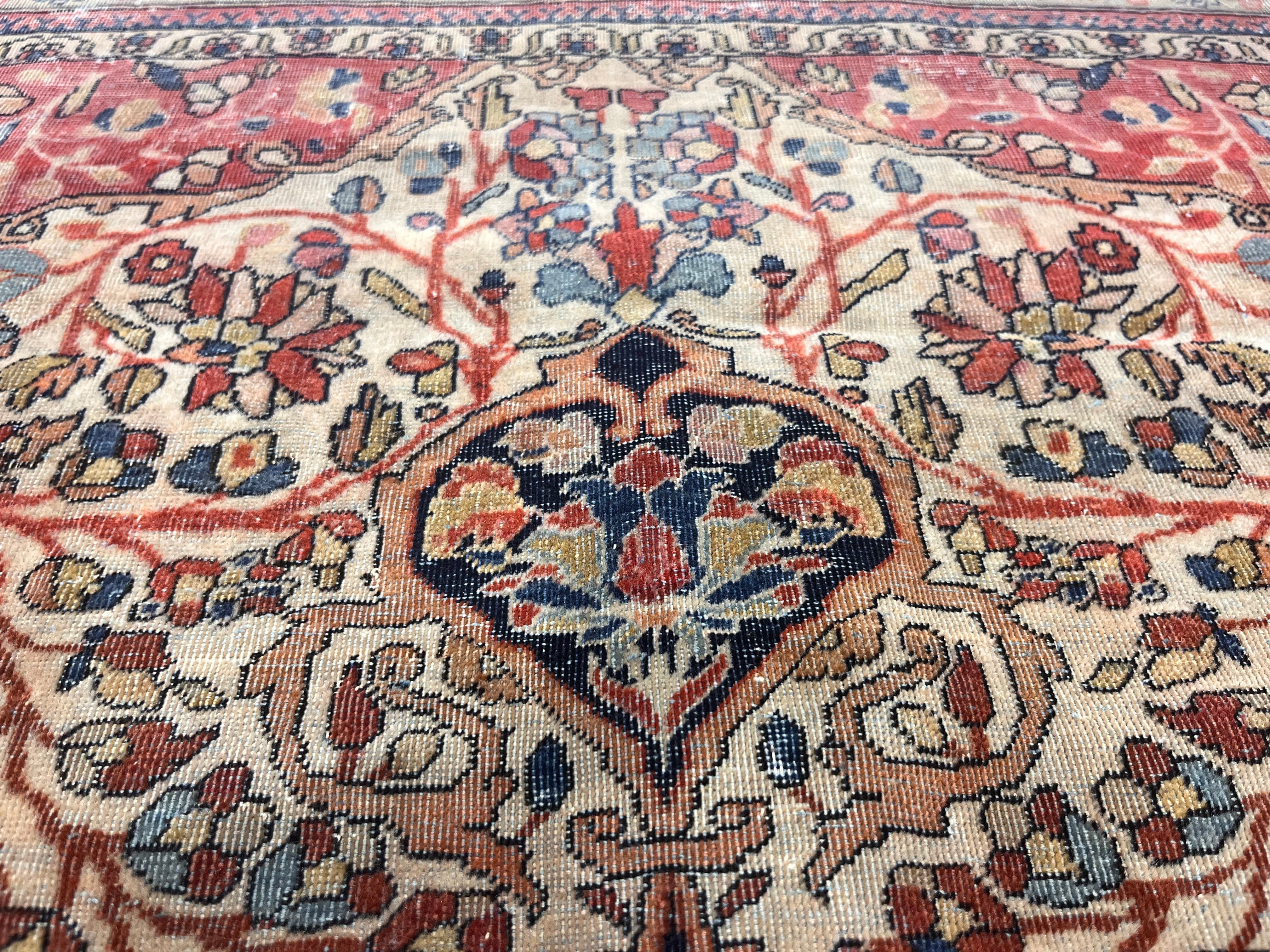 Antique Mohtasham Kashan Rug 4' 2" x 6' 3"