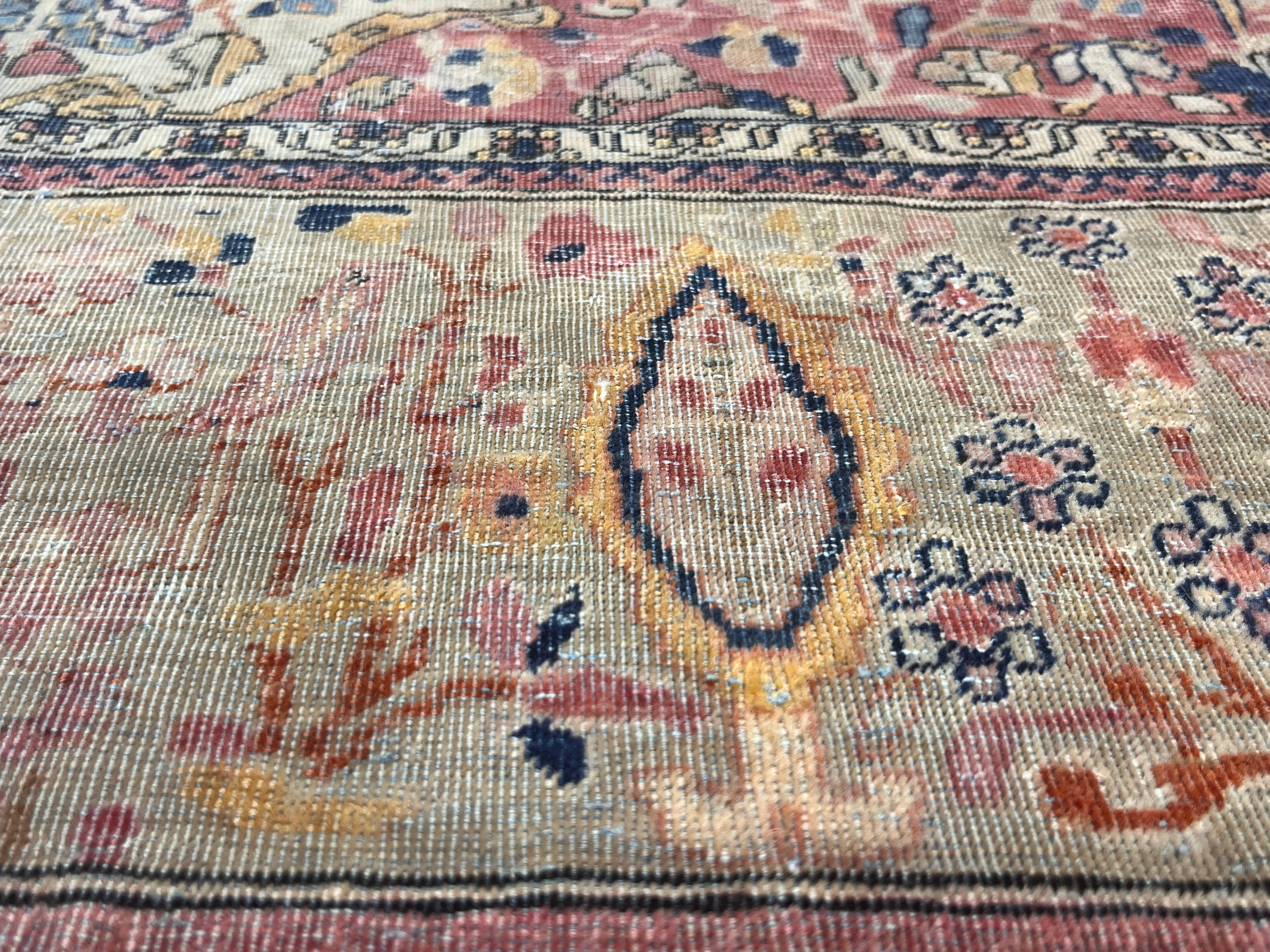 Antique Mohtasham Kashan Rug 4' 2" x 6' 3"