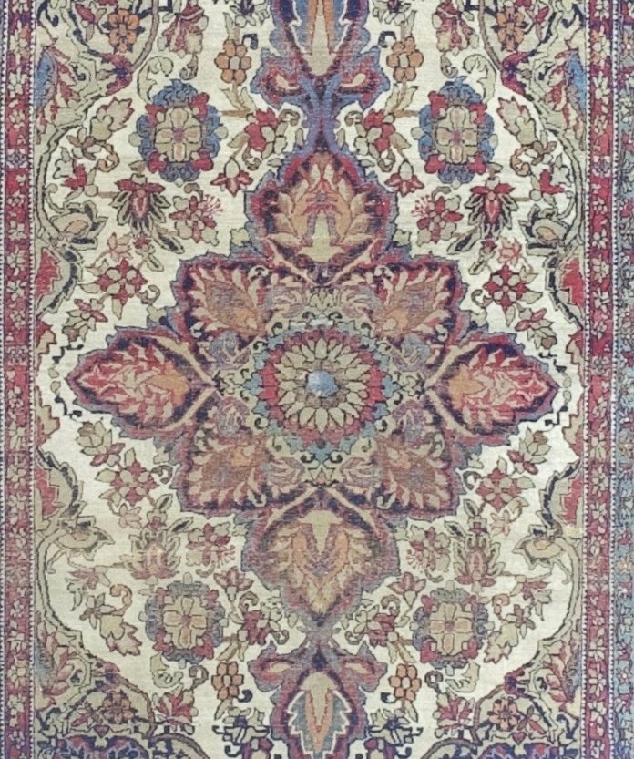 Antique Persian Lavar Kerman Rug 4'4" x 6' 7"