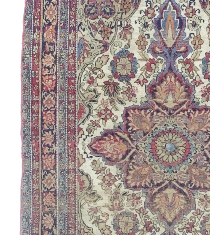 Antique Persian Lavar Kerman Rug 4'4" x 6' 7"