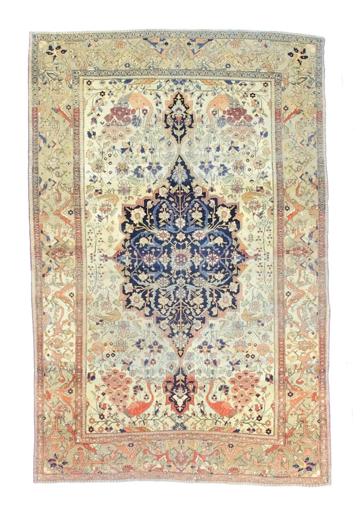 Antique Mohtasham Kashan Rug 4' 4" x 6' 6"