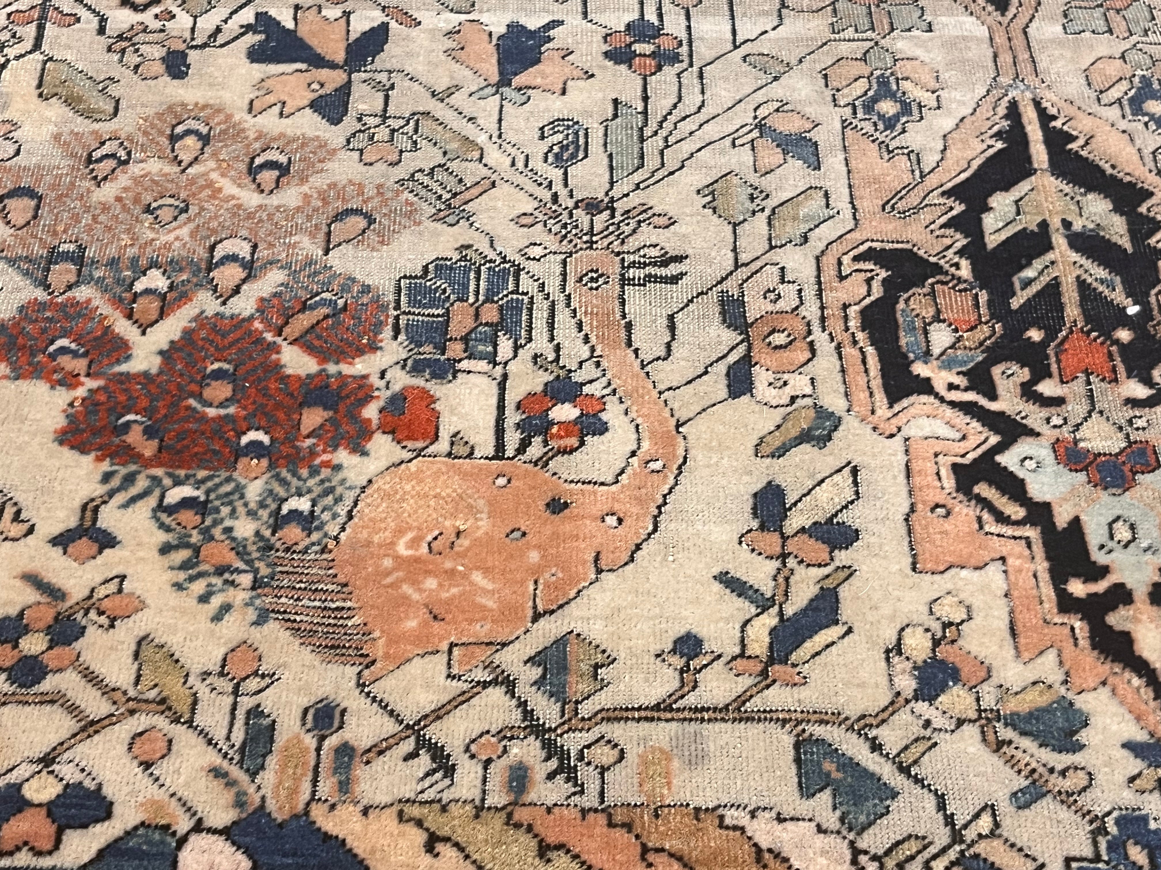 Antique Mohtasham Kashan Rug 4' 4" x 6' 6"