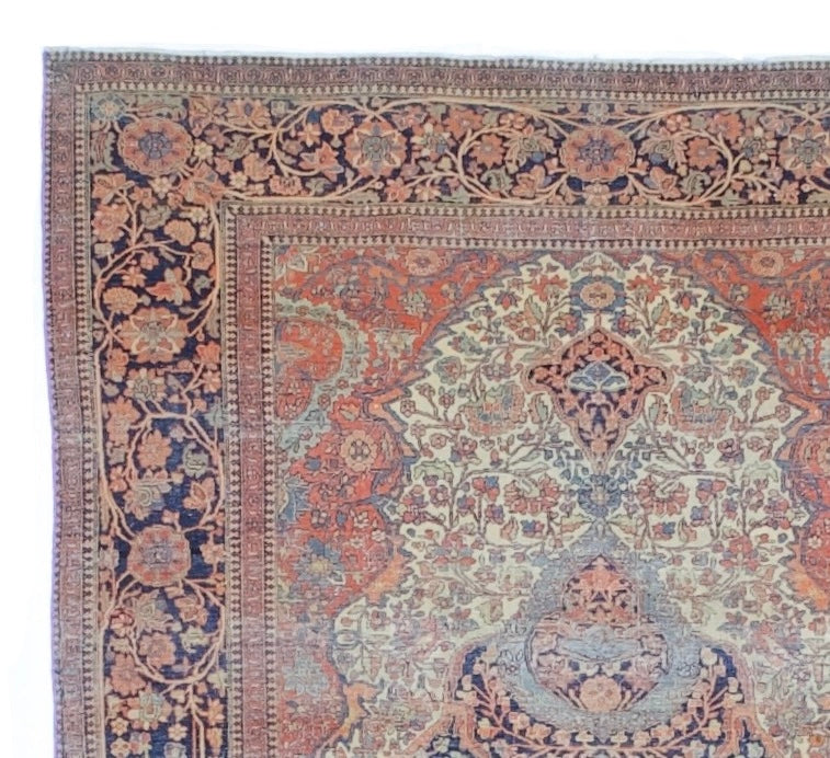 Antique Mohtasham Kashan Rug 4'5" x 6' 8"