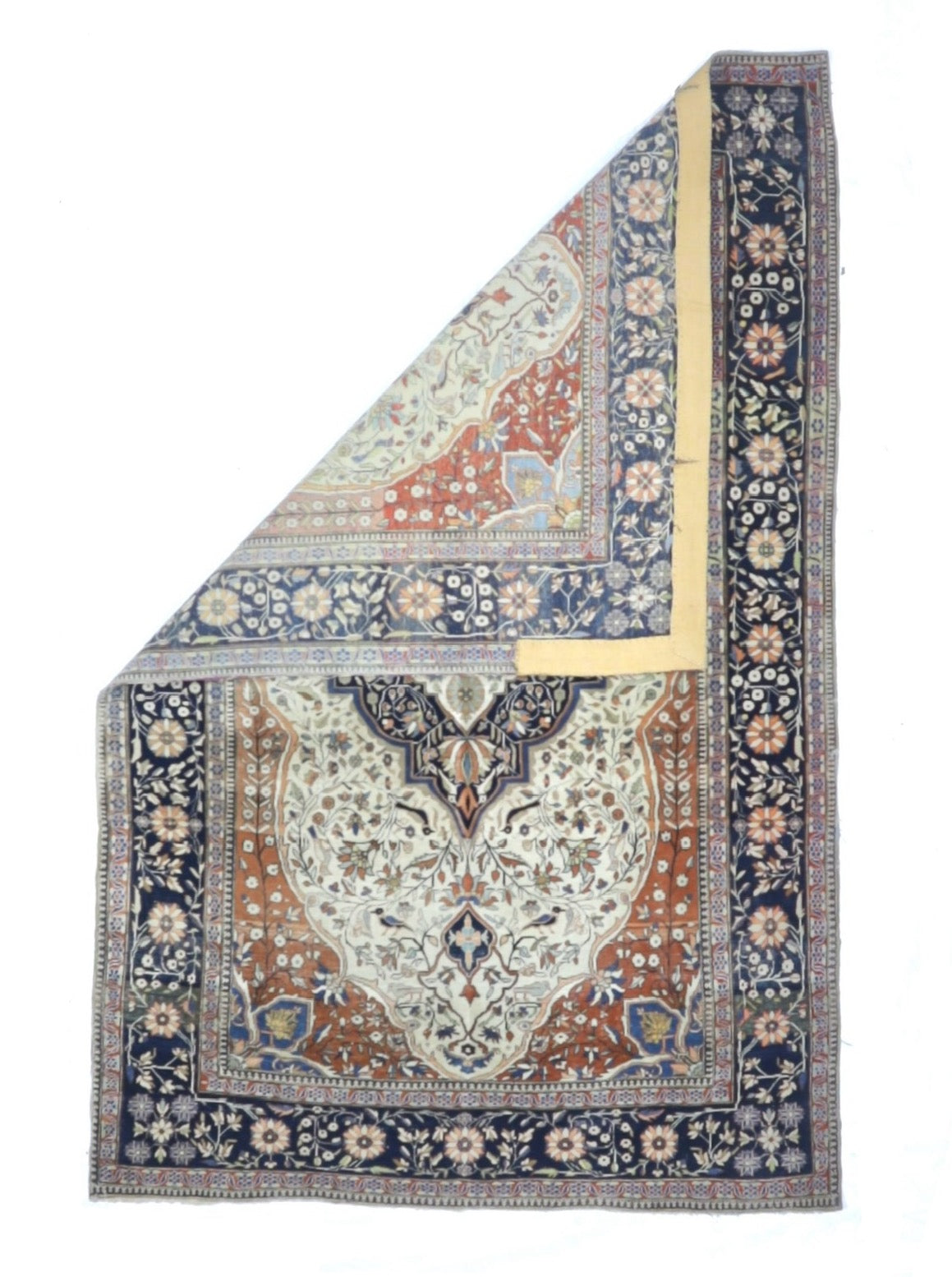 Antique Persian Mohtasham Kashan Rug 4'2" x 6' 5"