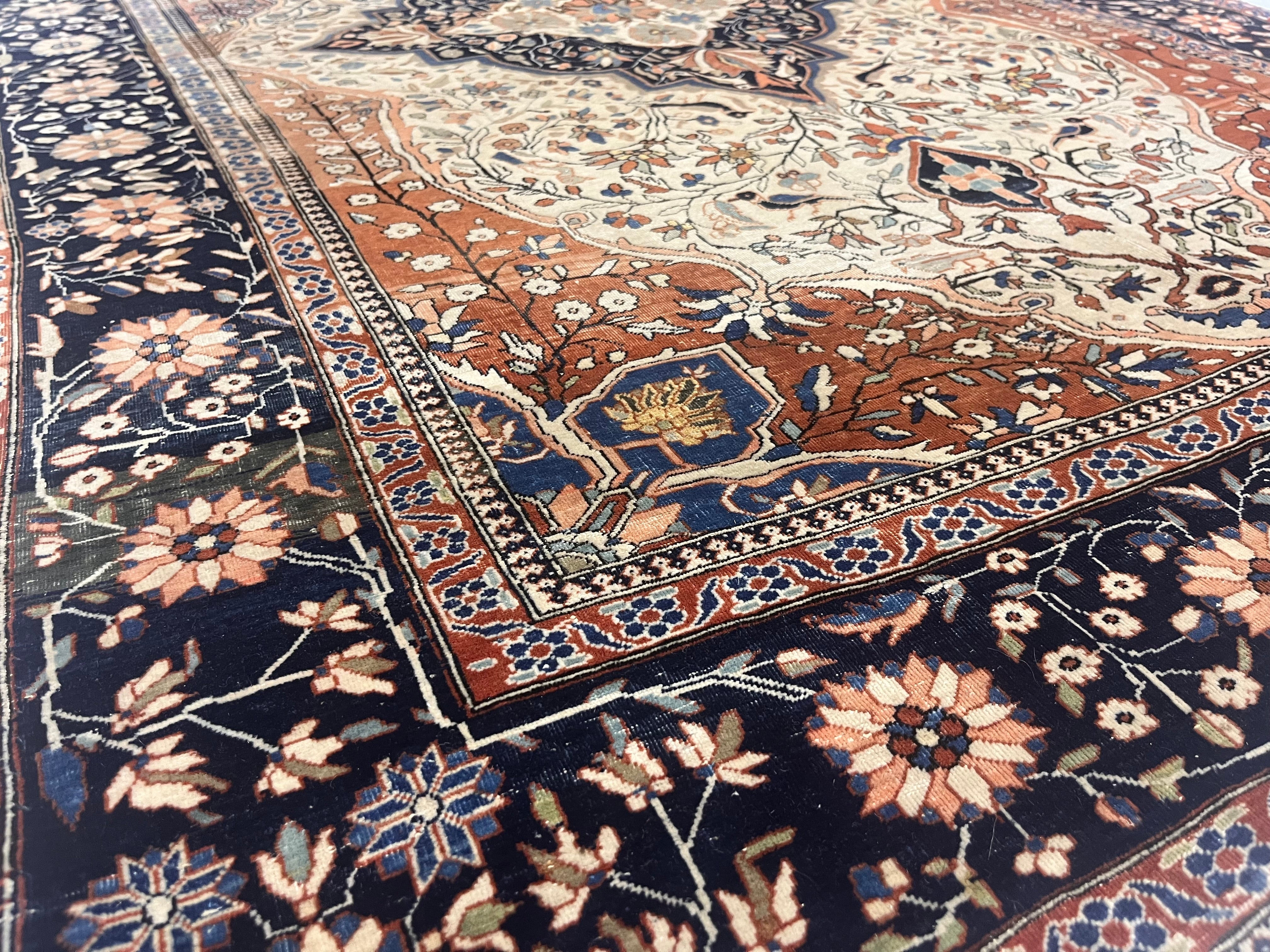 Antique Persian Mohtasham Kashan Rug 4'2" x 6' 5"