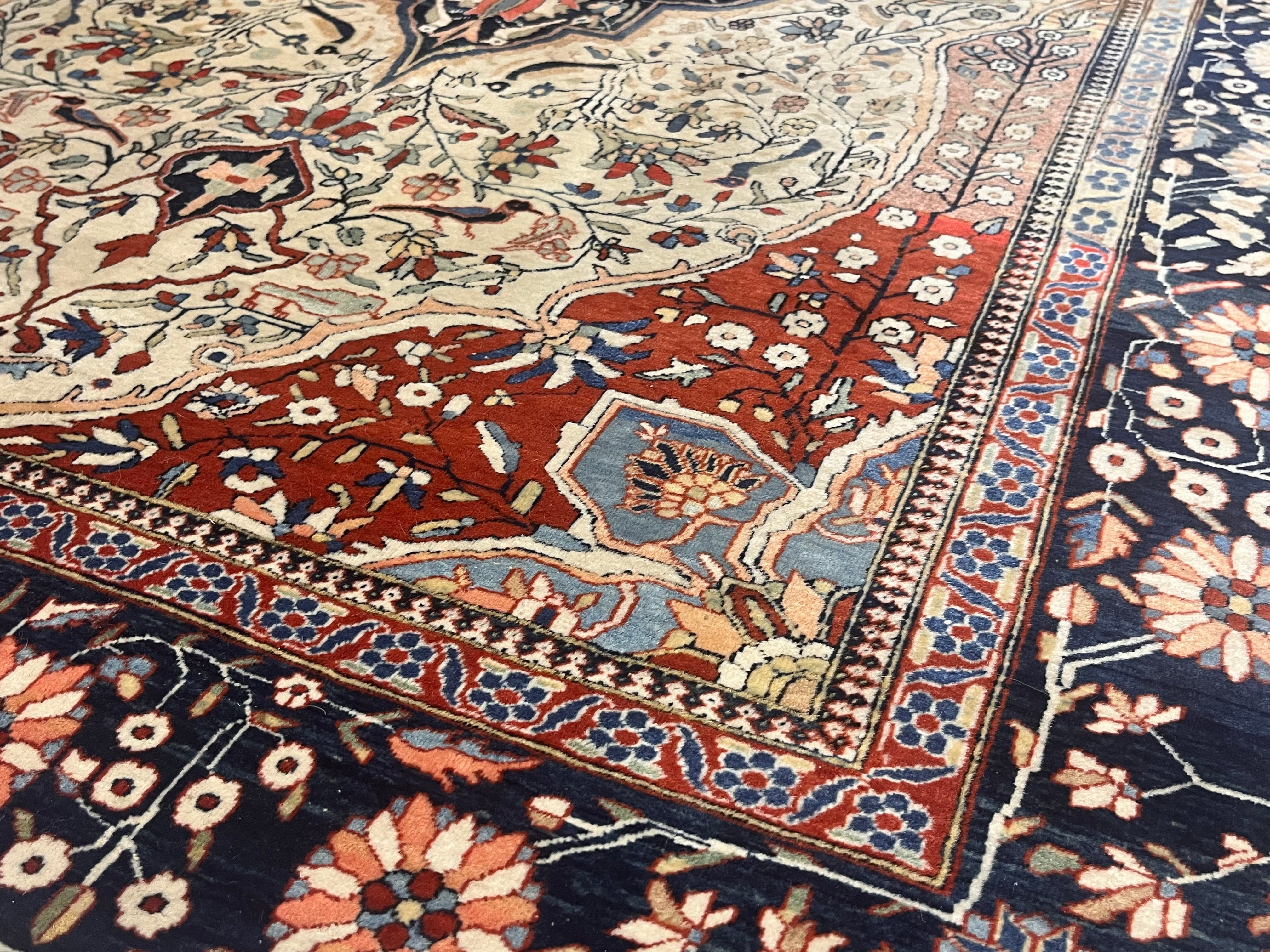 Antique Persian Mohtasham Kashan Rug 4'2" x 6' 5"