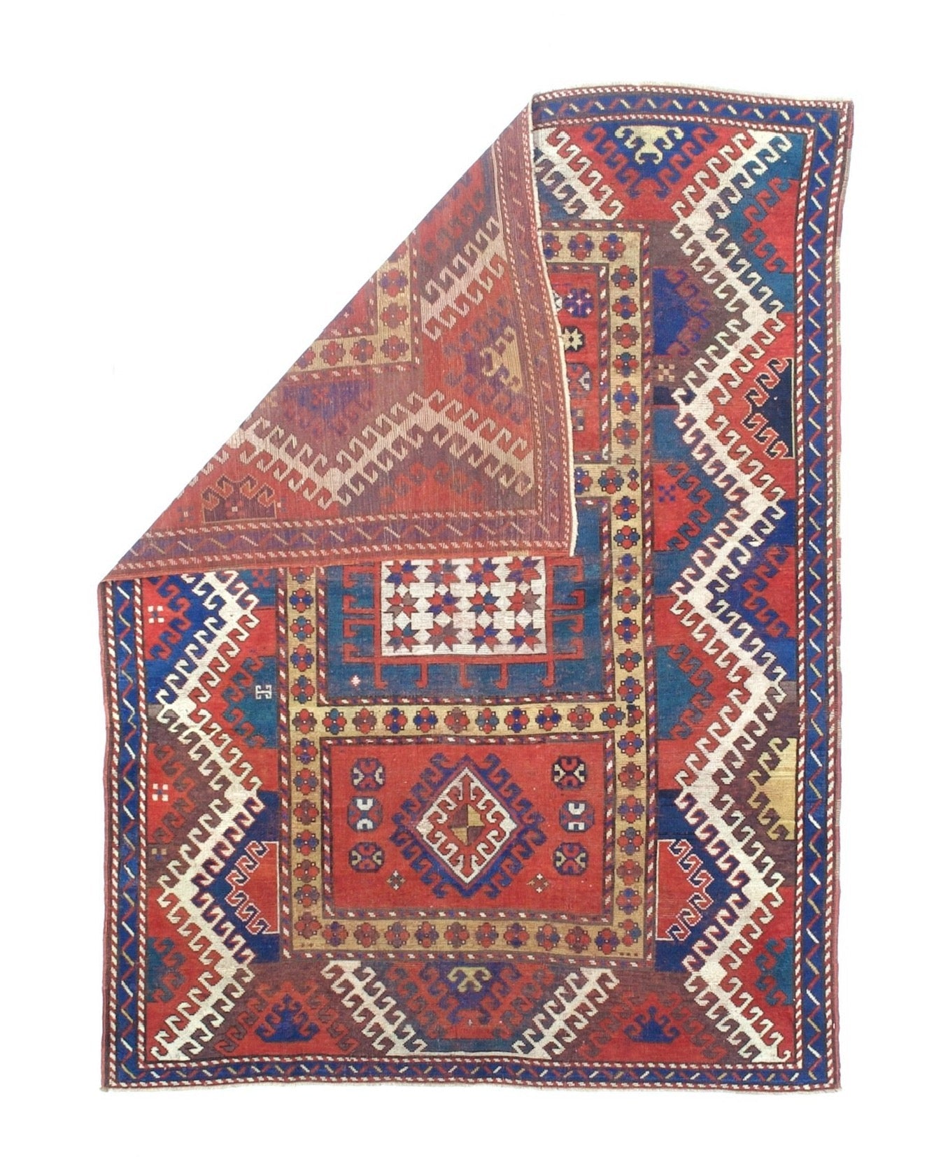 Fine Antique Caucasian Borchelou Kazak Rug 5'6" x 7' 3''
