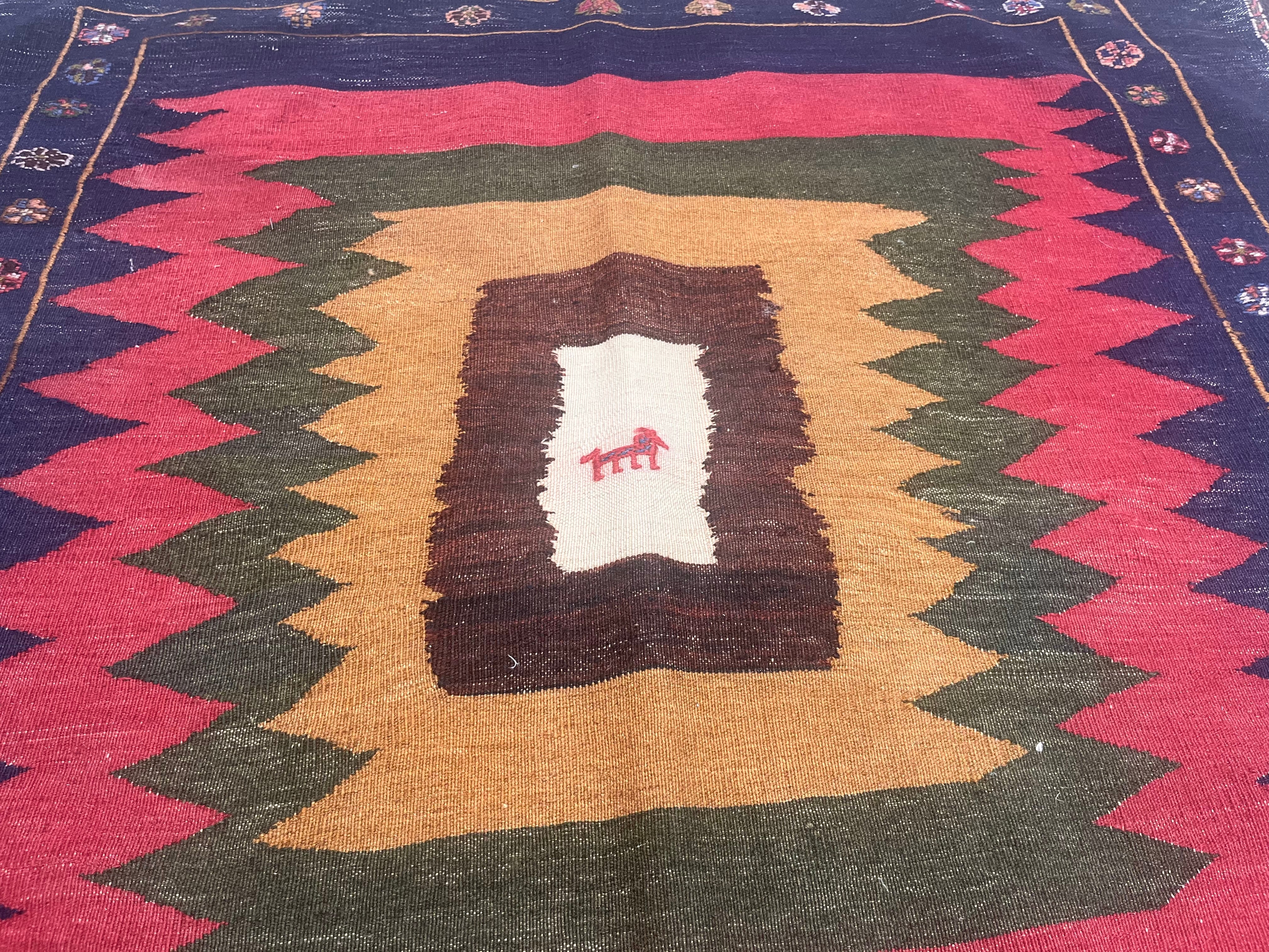 Antique Tribal Kilim Rug 4'5" x 4' 11''