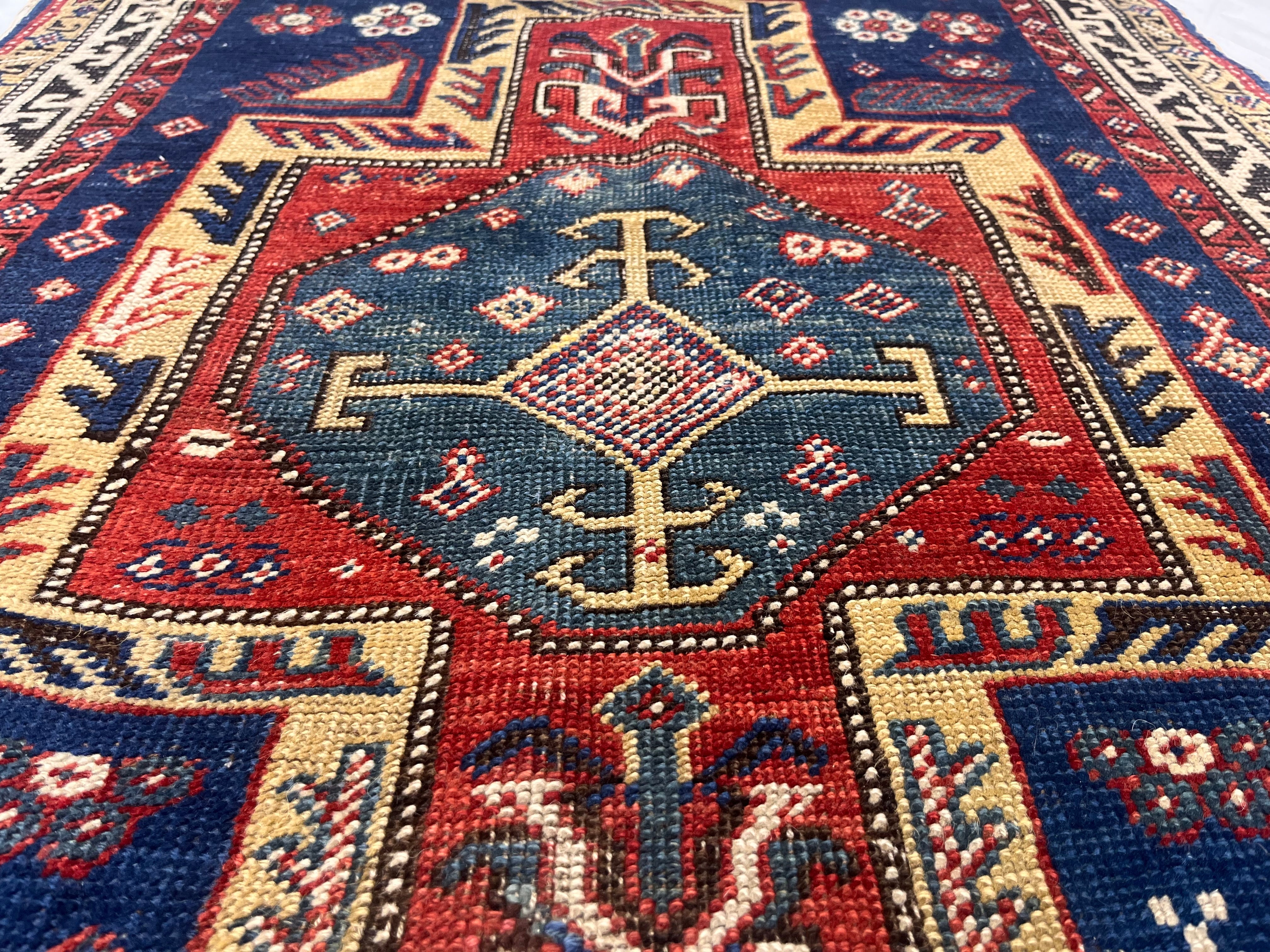 Fine Antique Caucasian Rug 3'0" x 4' 2''