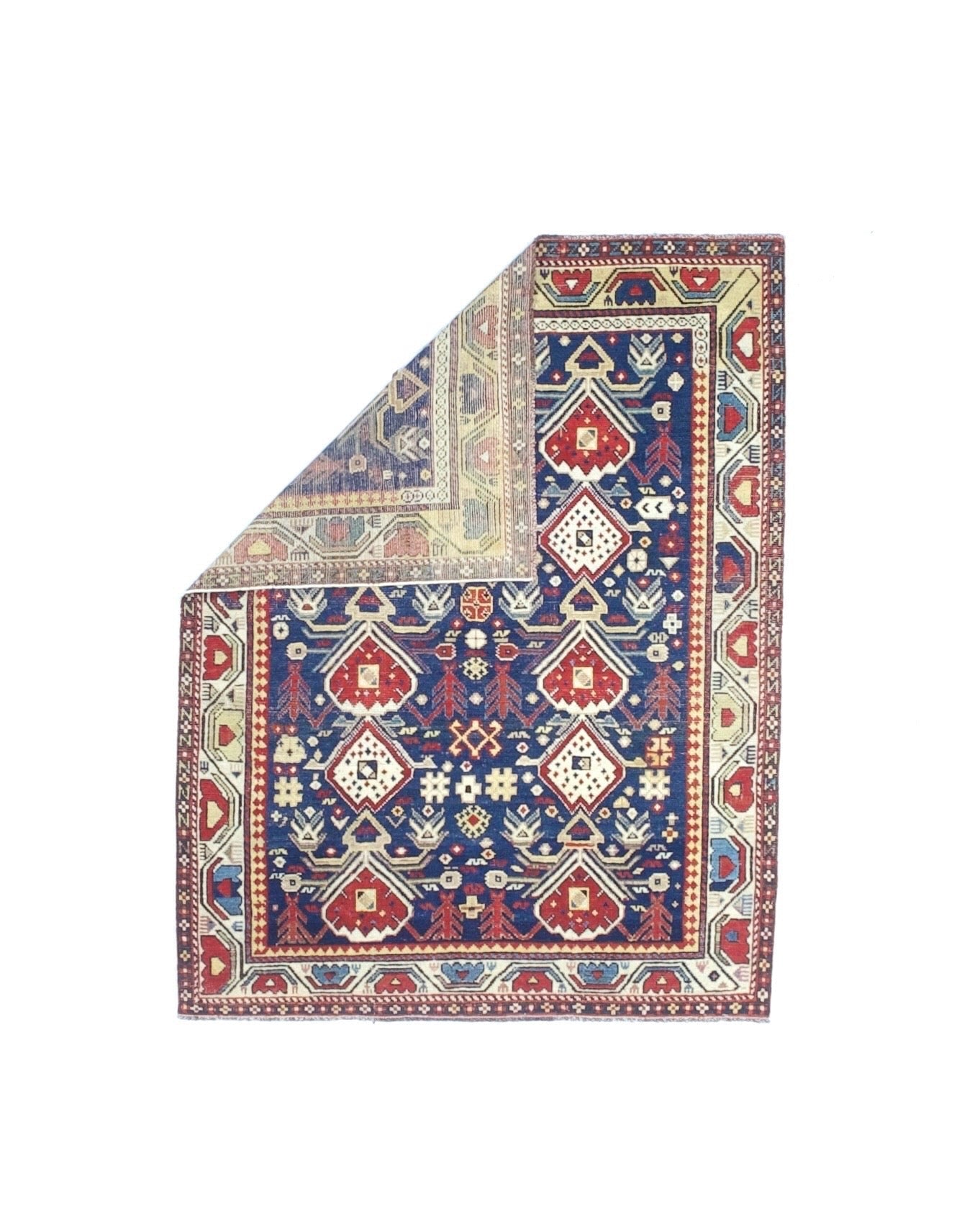 Antique Caucasian Kuba Rug 3'9" x 4' 10"