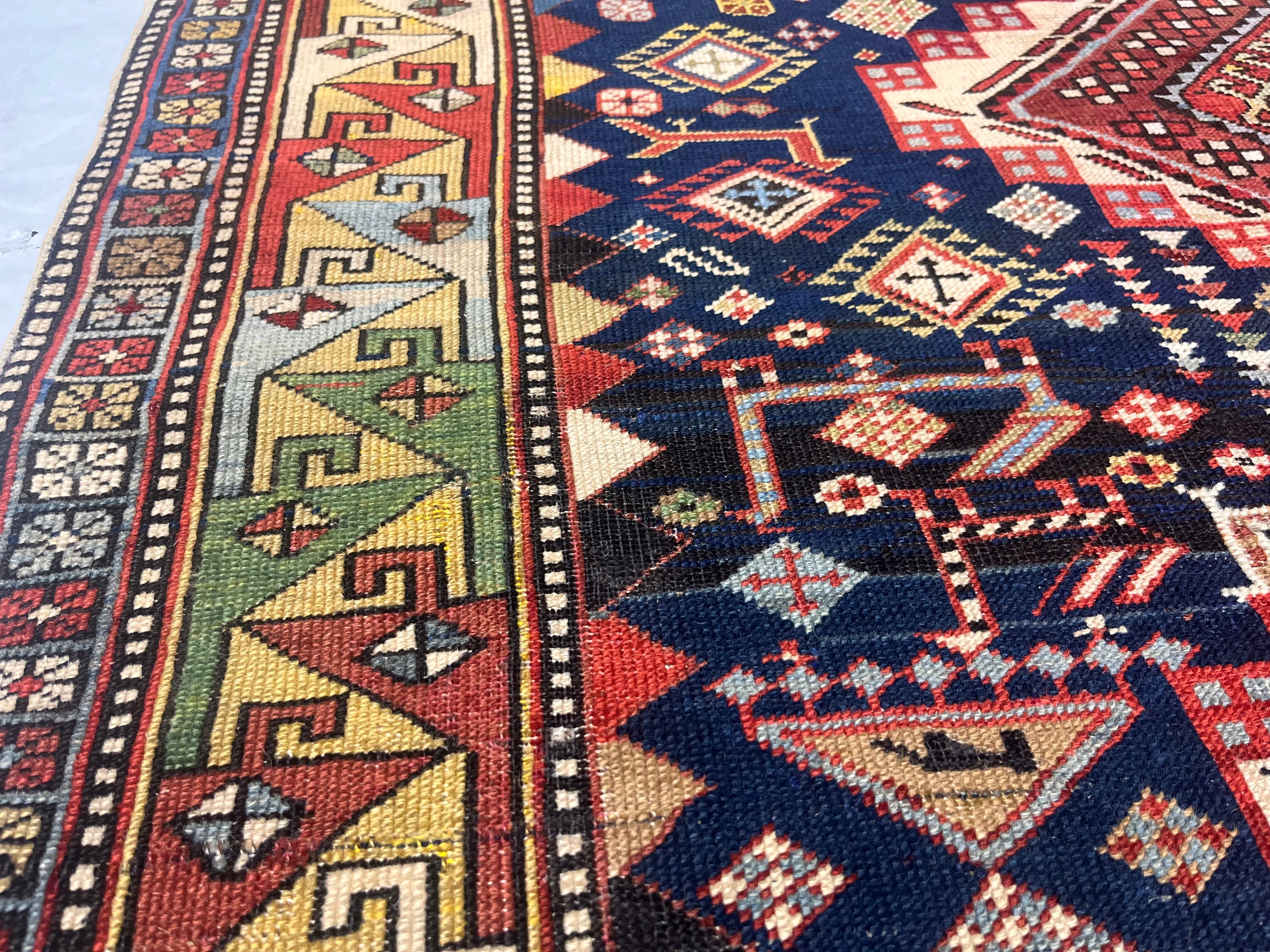 Antique Caucasian Karakashli Rug 4'3" x 8' 8''