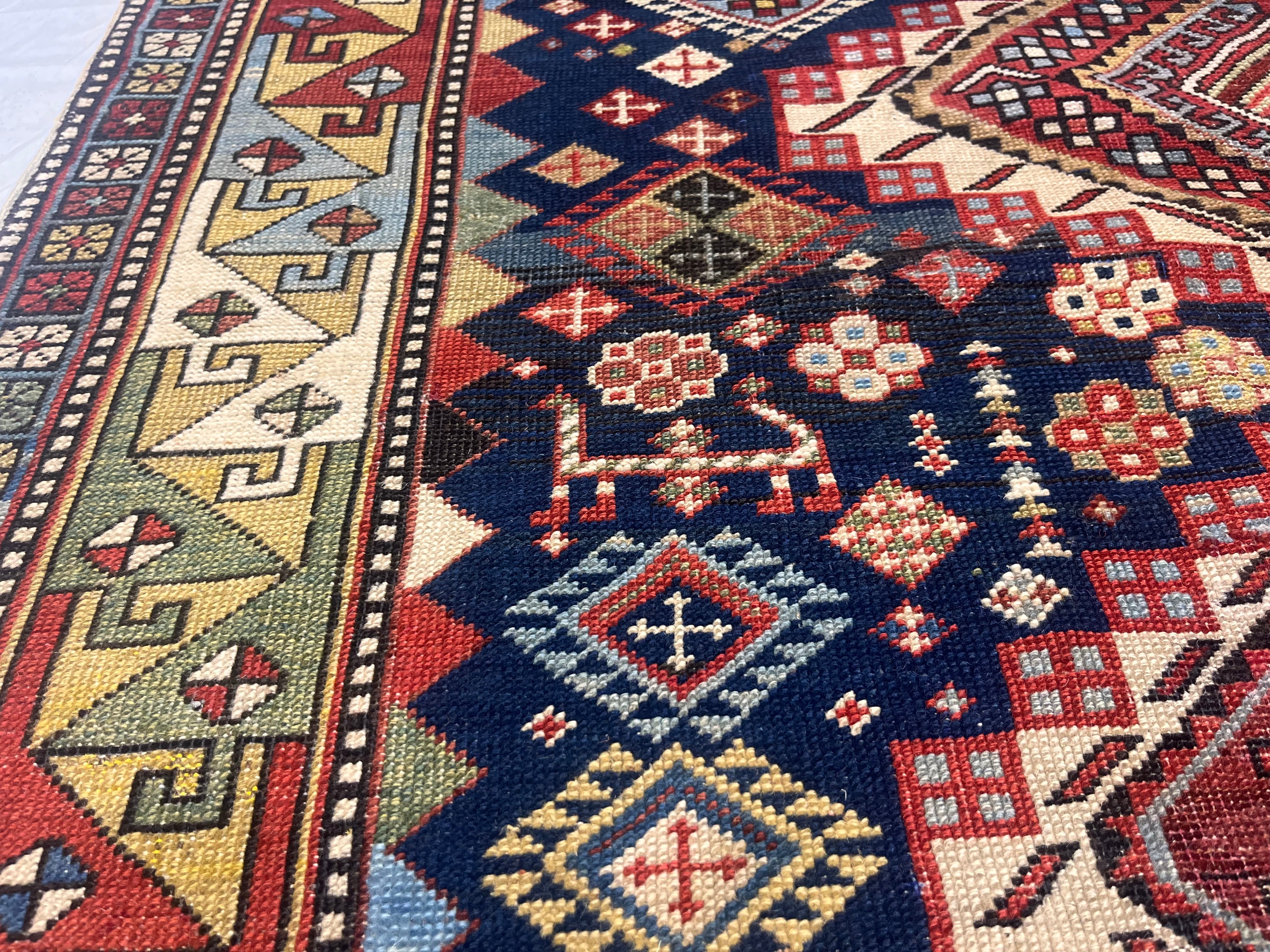 Antique Caucasian Karakashli Rug 4'3" x 8' 8''