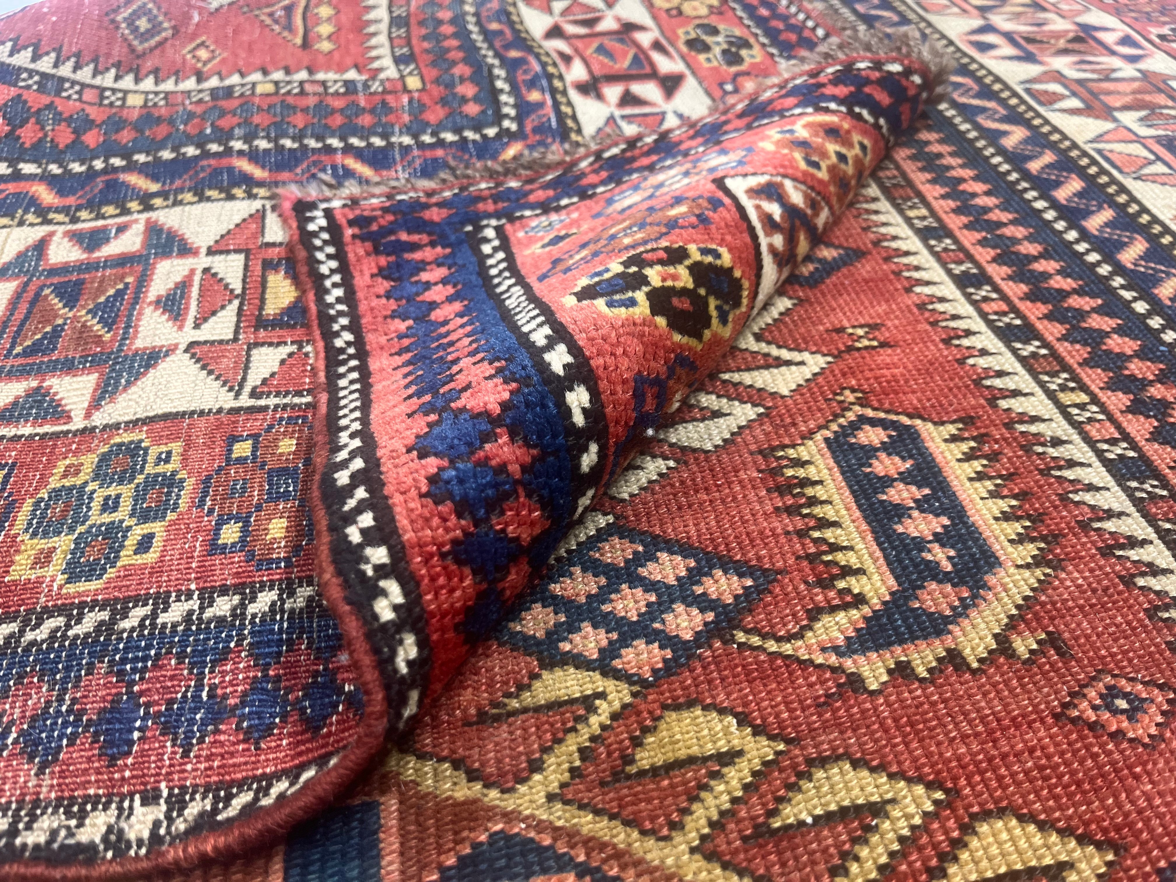 Antique Caucasian Kuba Rug 3'8" x 4' 11"