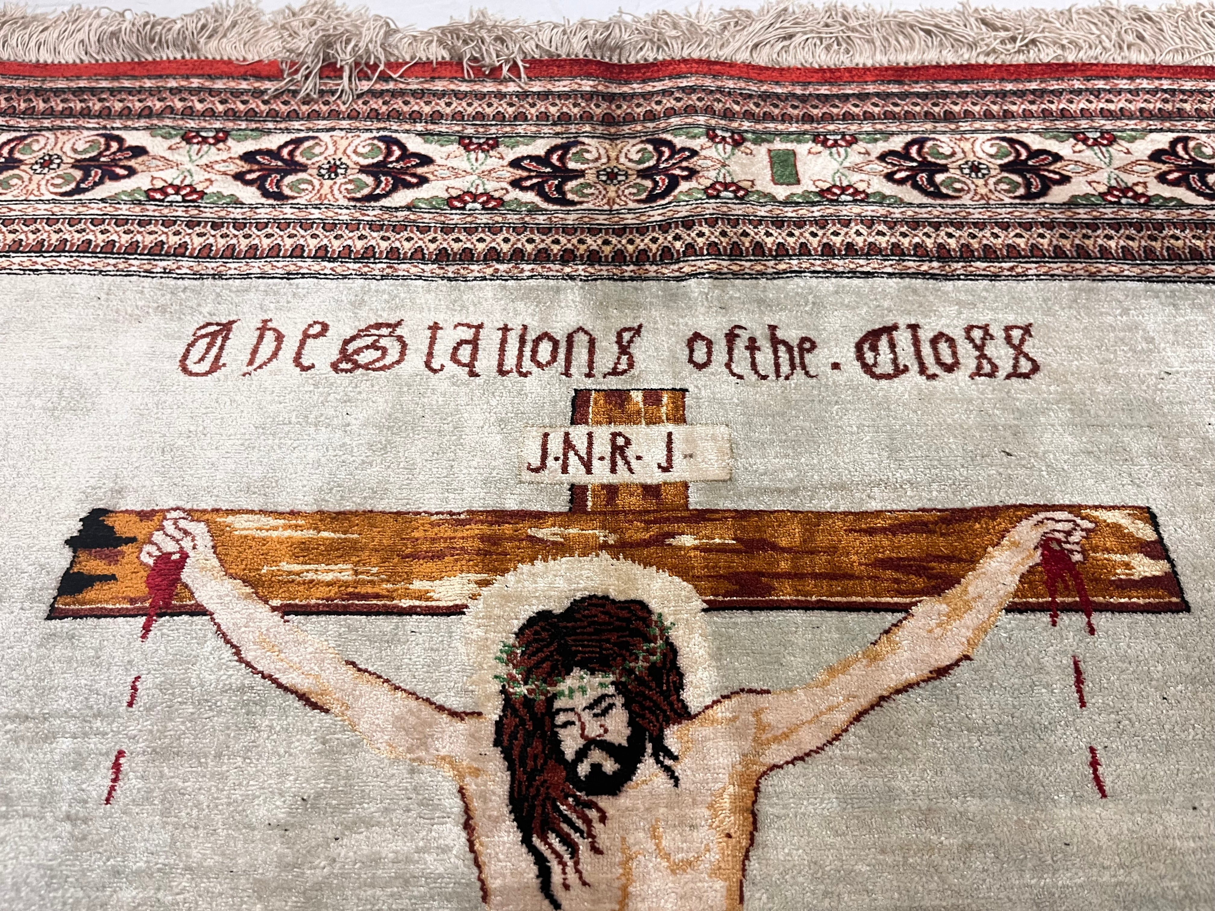 Extremely Fine Silk Qum Pictorial with Jesus Christ 3' 3" x 4' 11"