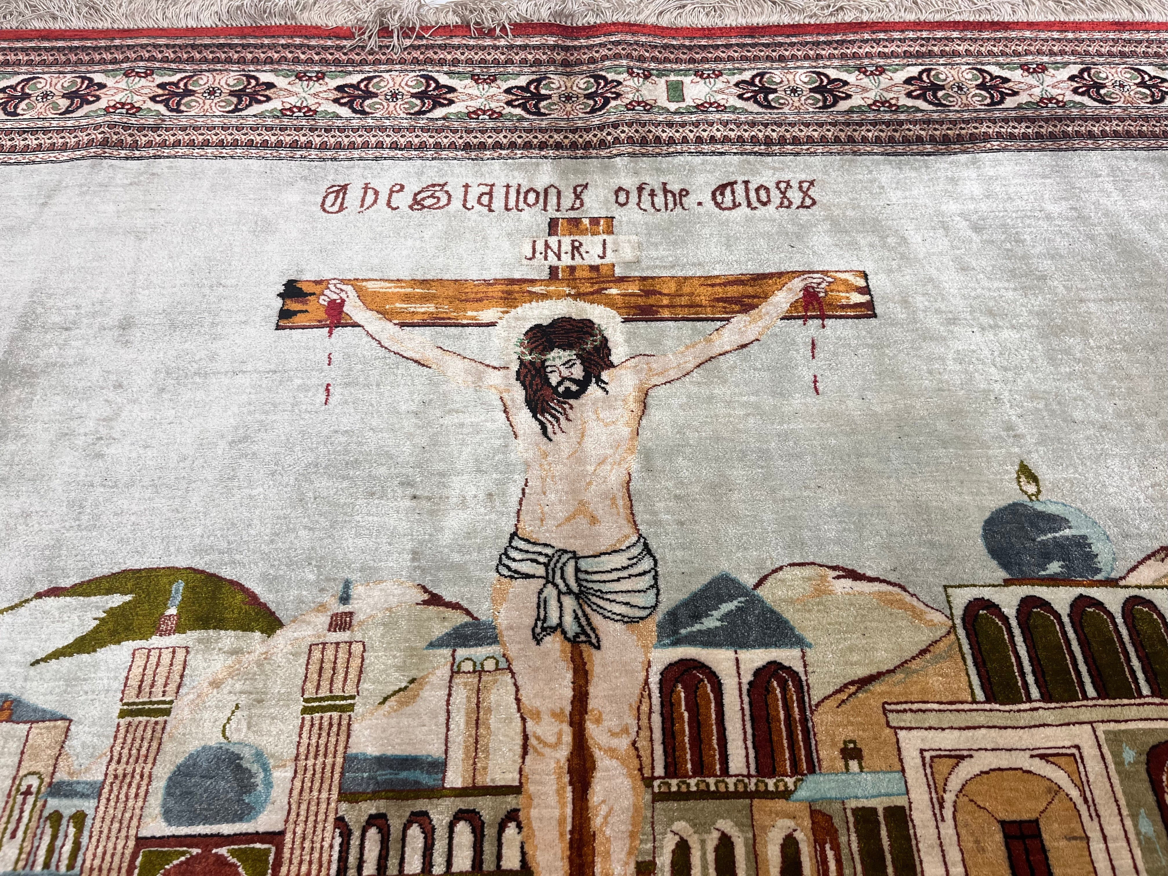 Extremely Fine Silk Qum Pictorial with Jesus Christ 3' 3" x 4' 11"