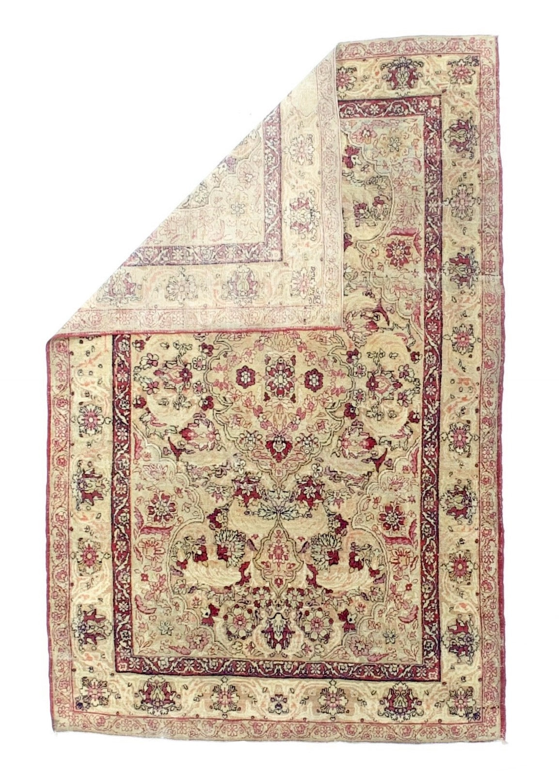 Antique Persian Lavar Kerman Rug 4' 2'' x 6' 6"