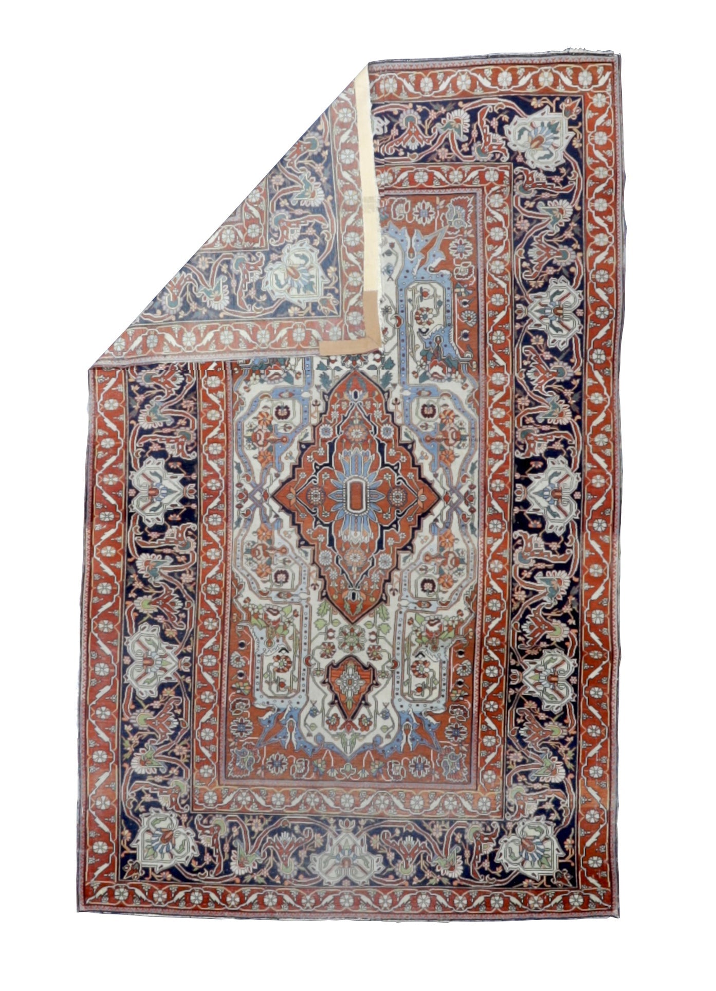 Extremely Fine Antique Mohtasham Kashan Rug 4'6" x 7' 3"
