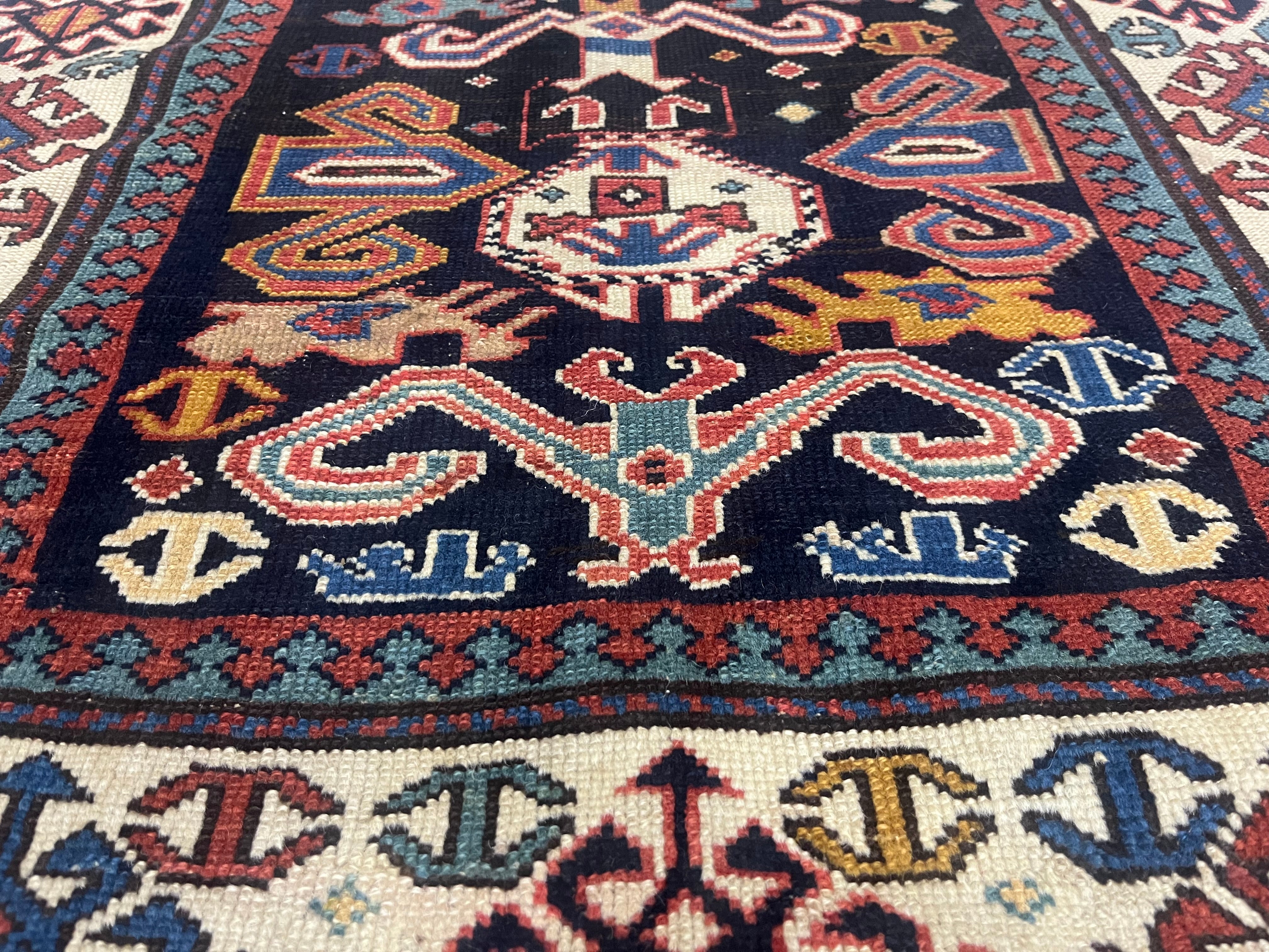 Fine Antique Caucasian Shirvan Wool Rug 3'3" x 4'11"