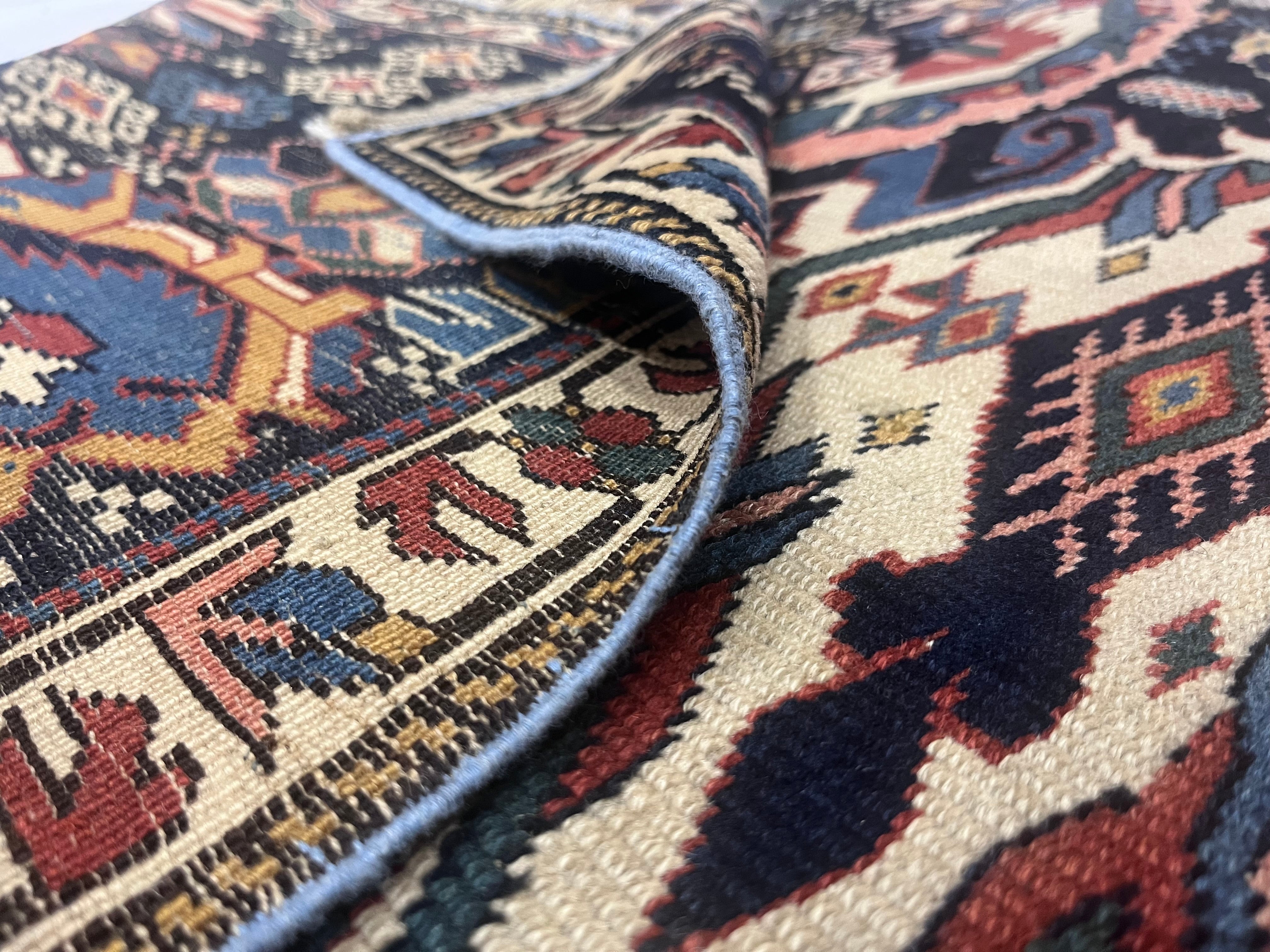 Fine Antique Caucasian Shirvan Wool Rug 3'6" x 4'3"