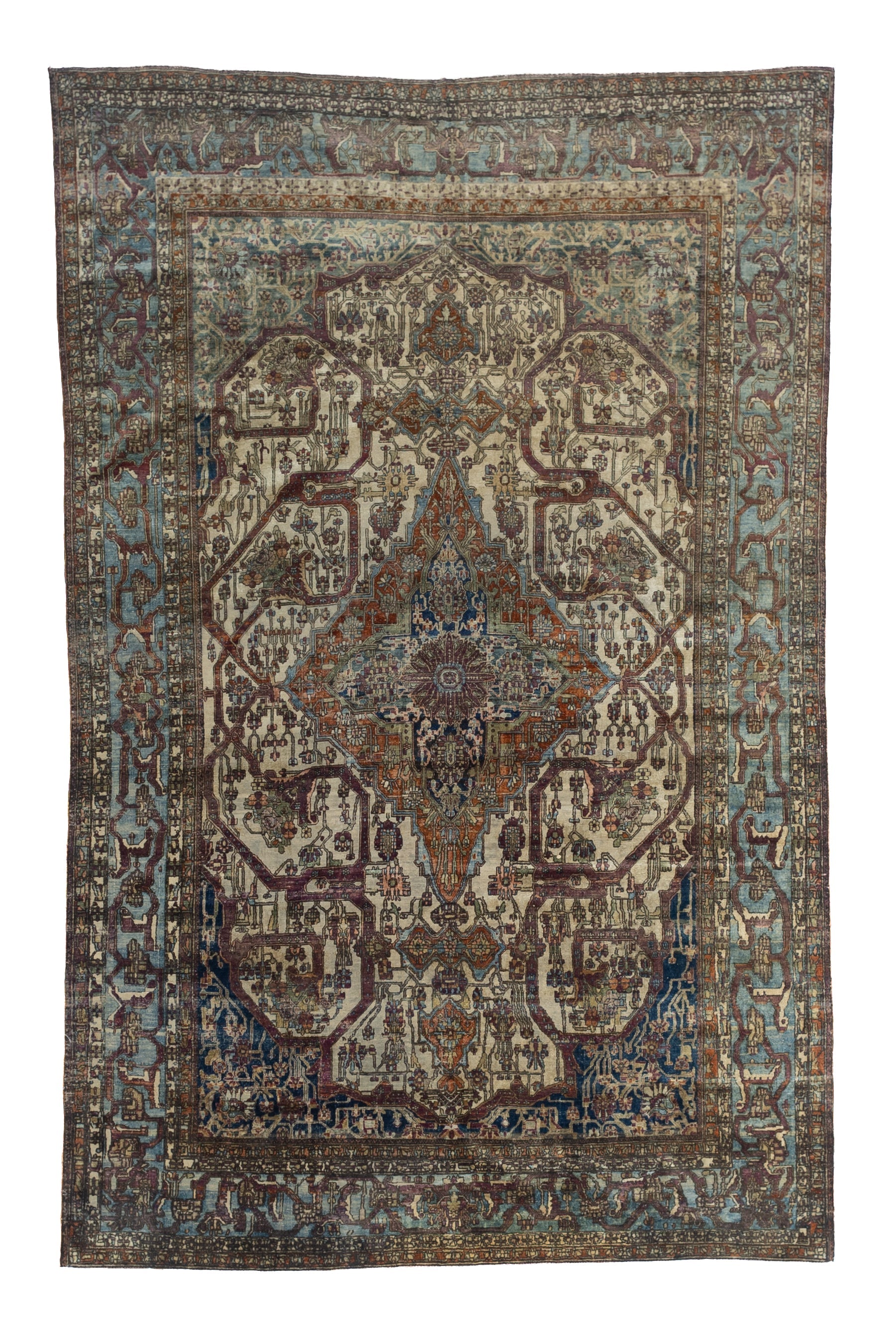 Extremely Fine Antique Silk Mohtasham Kashan Rug 6'5" x 10' 0"