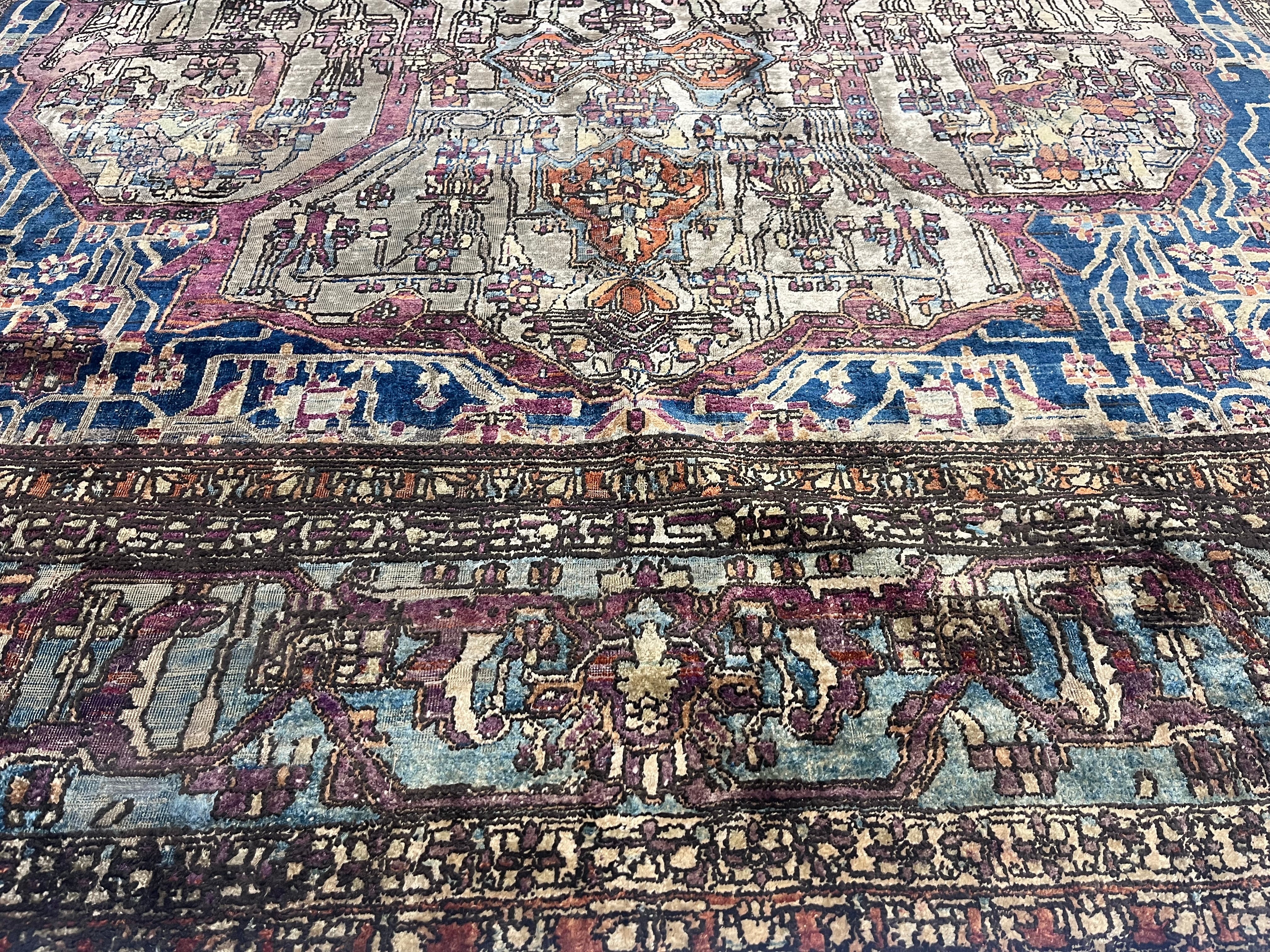 Extremely Fine Antique Silk Mohtasham Kashan Rug 6'5" x 10' 0"