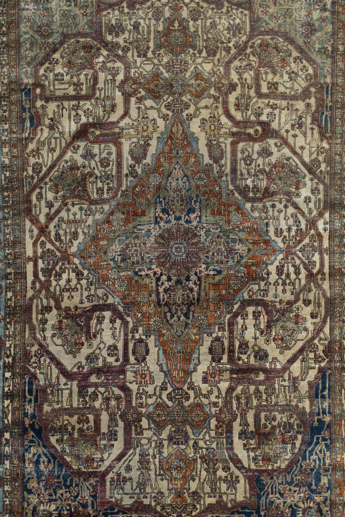 Extremely Fine Antique Silk Mohtasham Kashan Rug 6'5" x 10' 0"