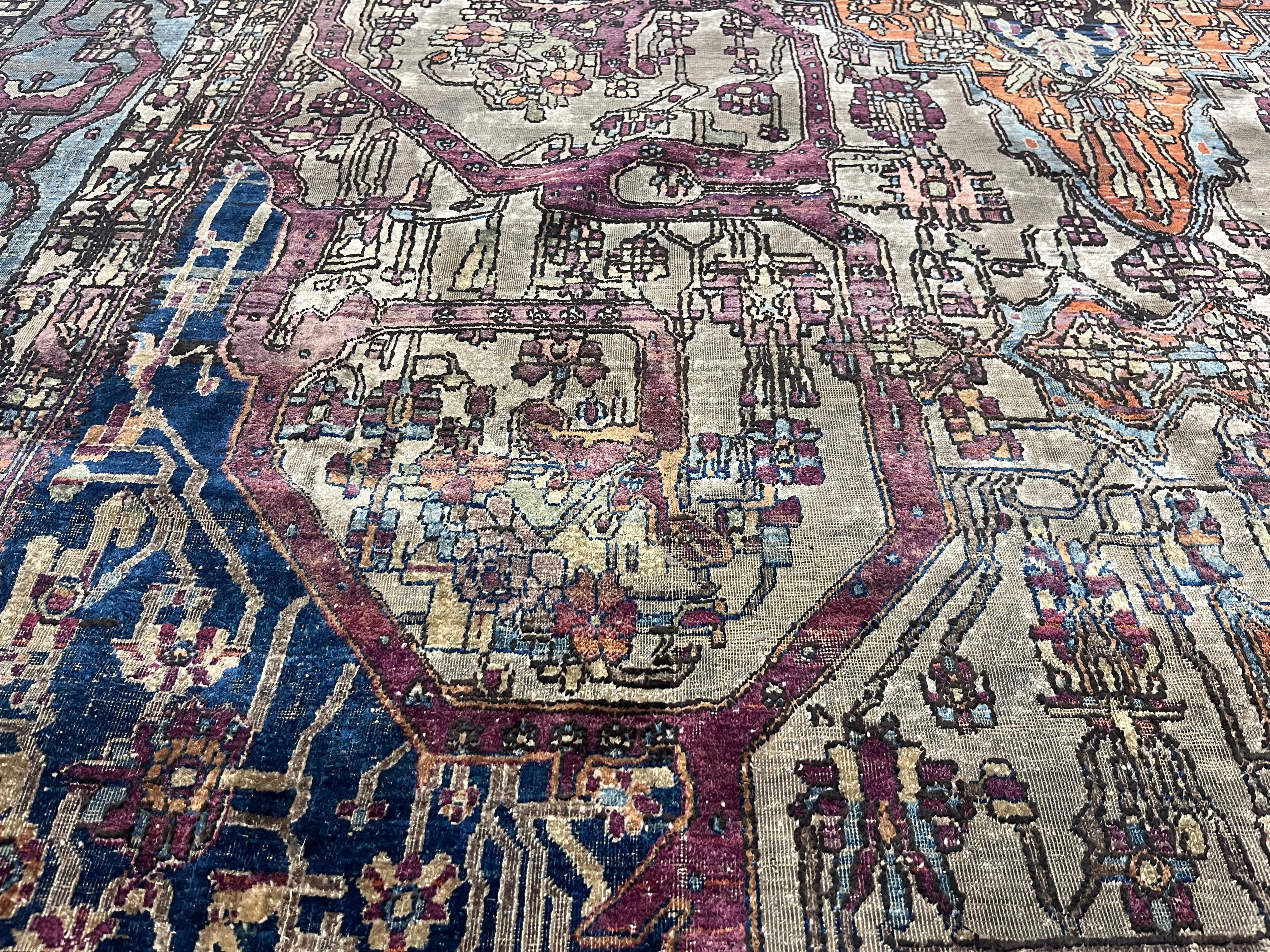Extremely Fine Antique Silk Mohtasham Kashan Rug 6'5" x 10' 0"