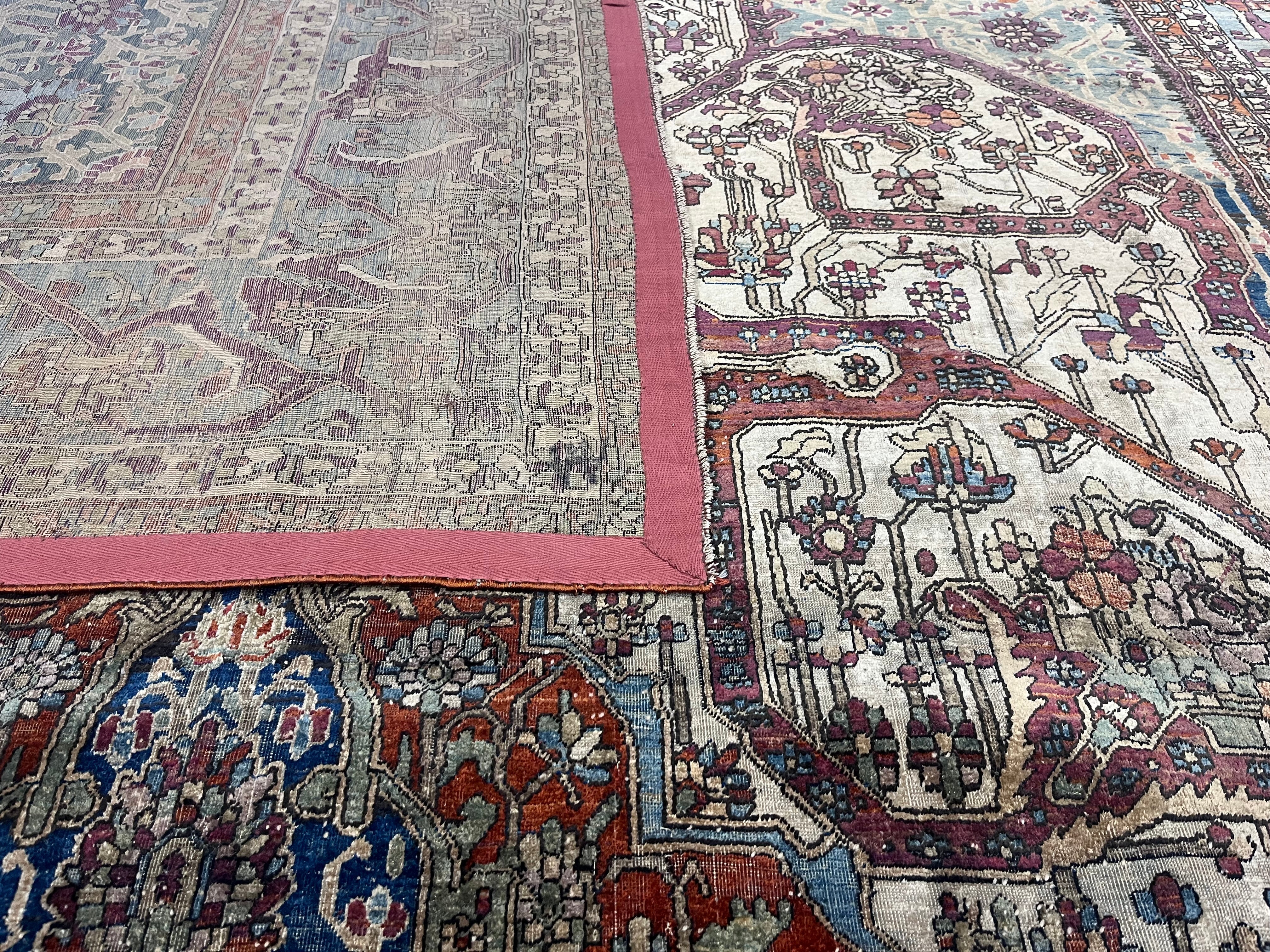 Extremely Fine Antique Silk Mohtasham Kashan Rug 6'5" x 10' 0"