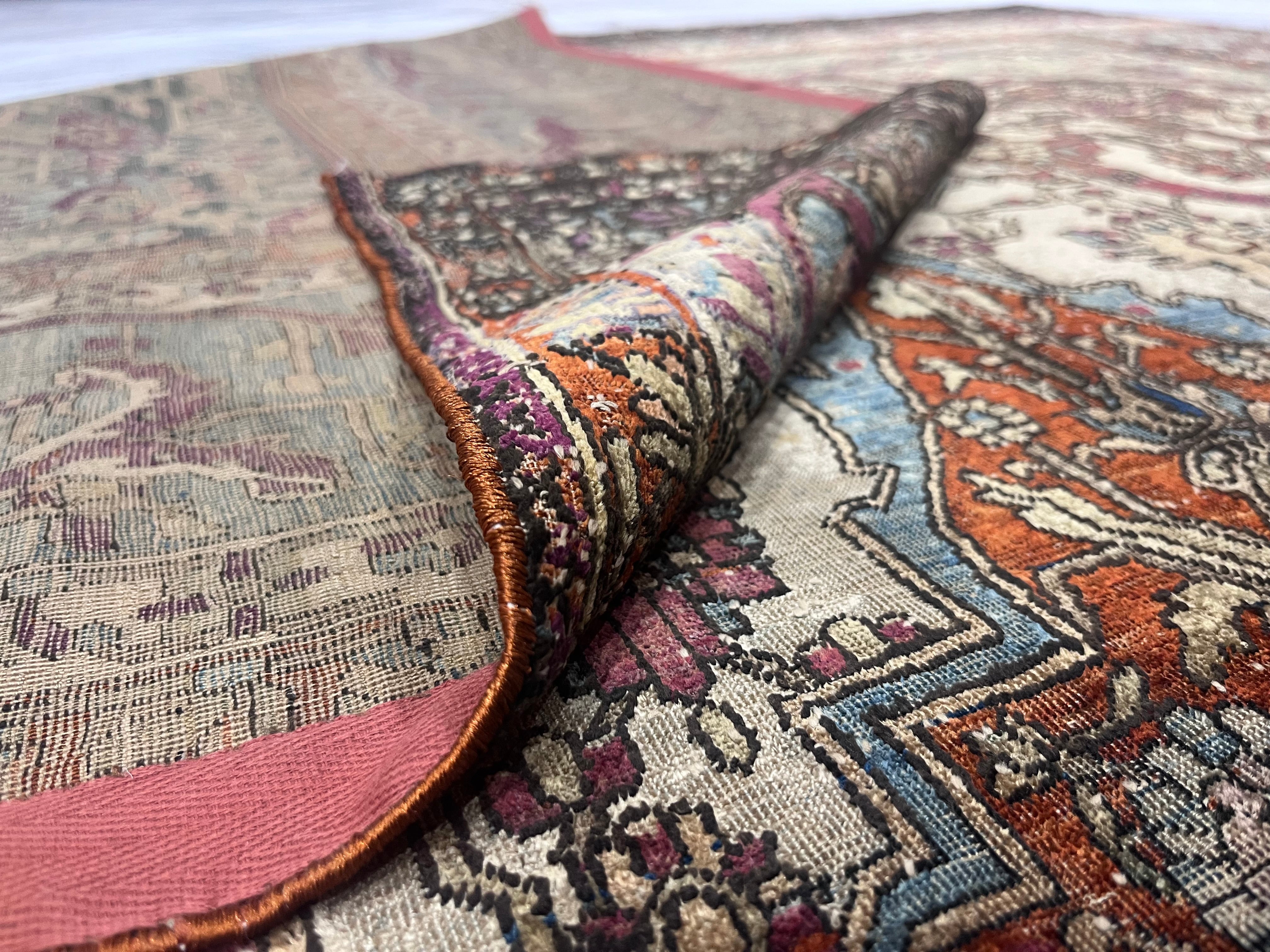Extremely Fine Antique Silk Mohtasham Kashan Rug 6'5" x 10' 0"