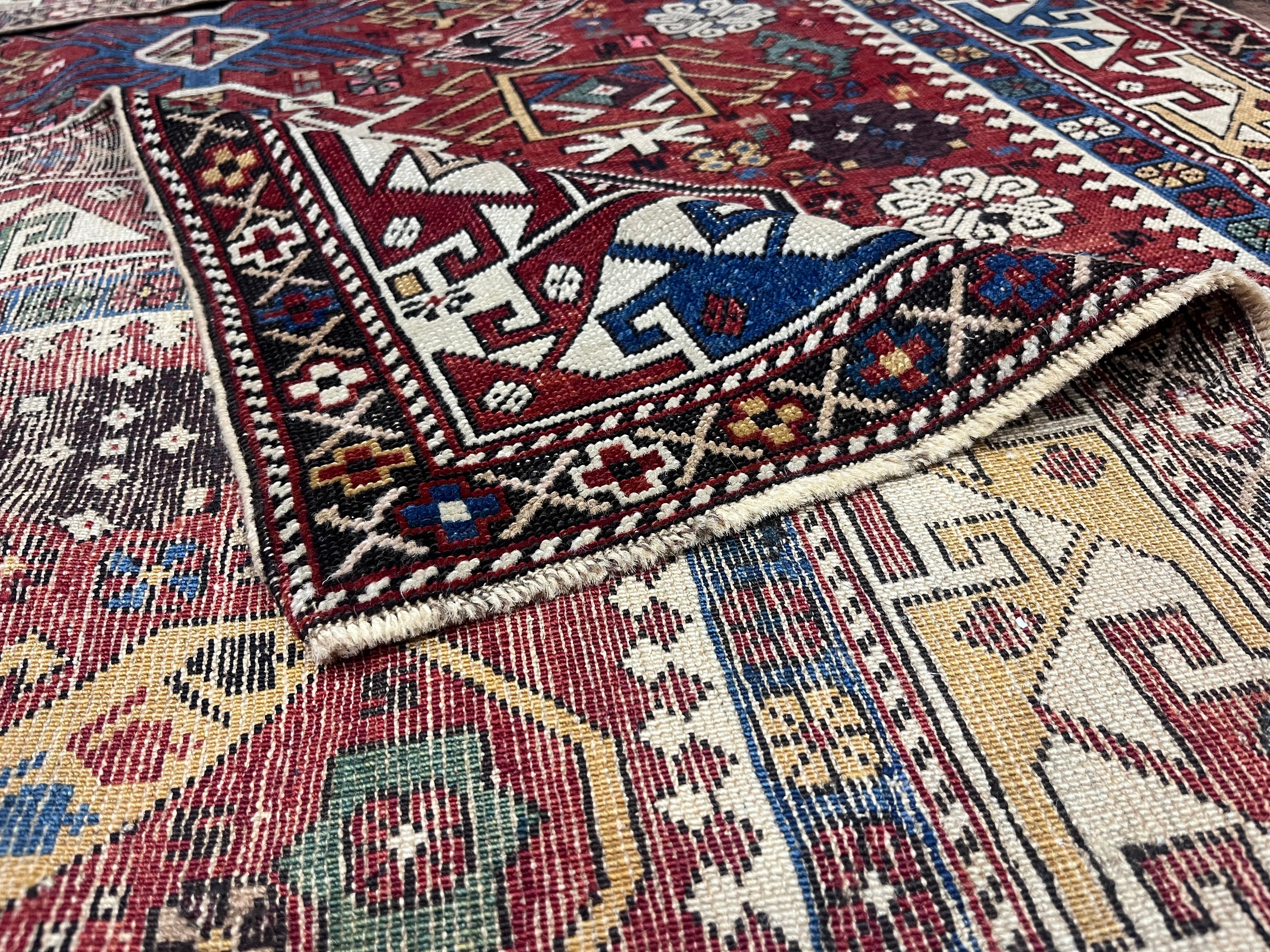 Fine Antique Caucasian Kuba Bijov Wool Rug 3' 11'' x 6' 1''