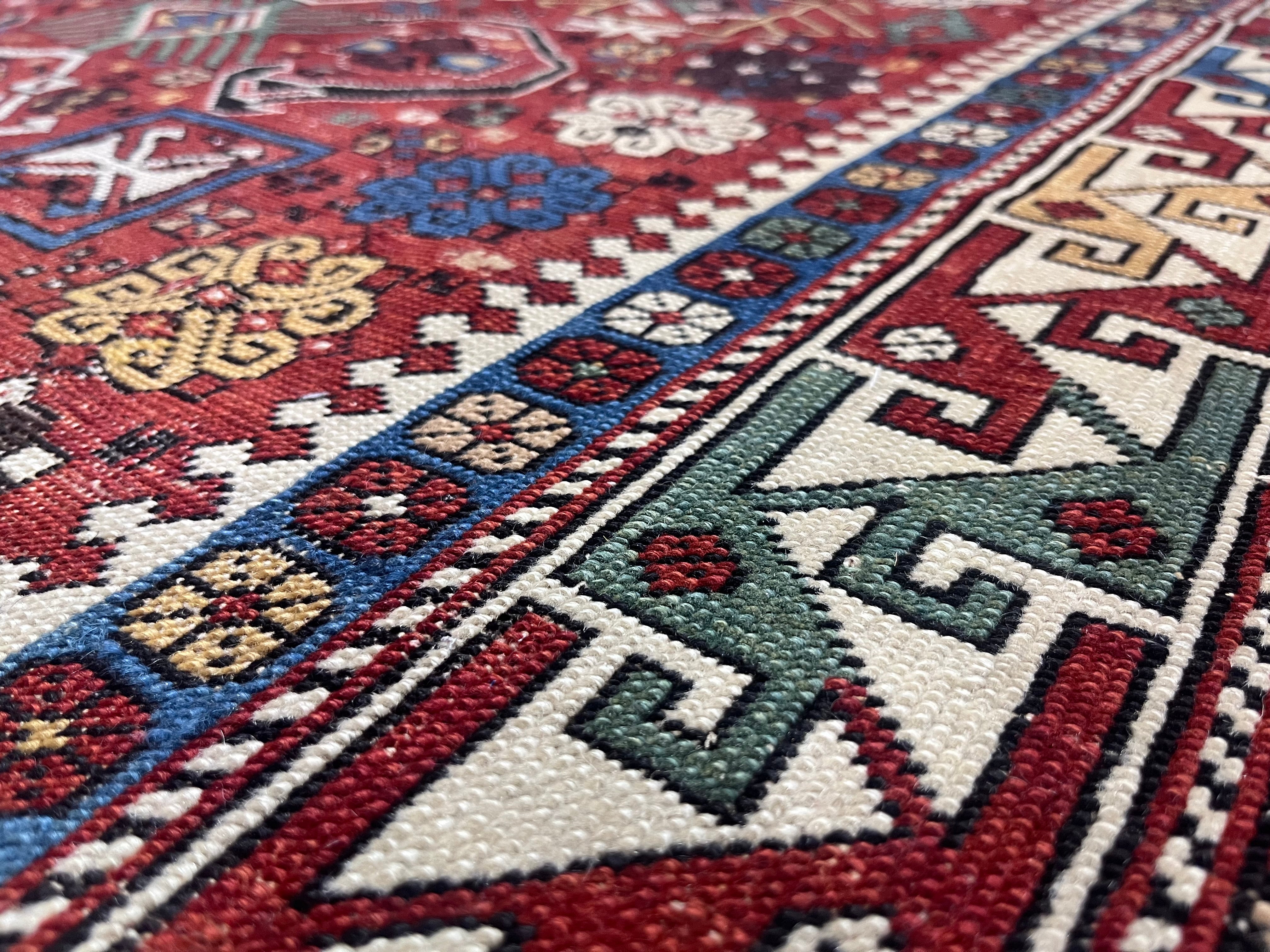 Fine Antique Caucasian Kuba Bijov Wool Rug 3' 11'' x 6' 1''