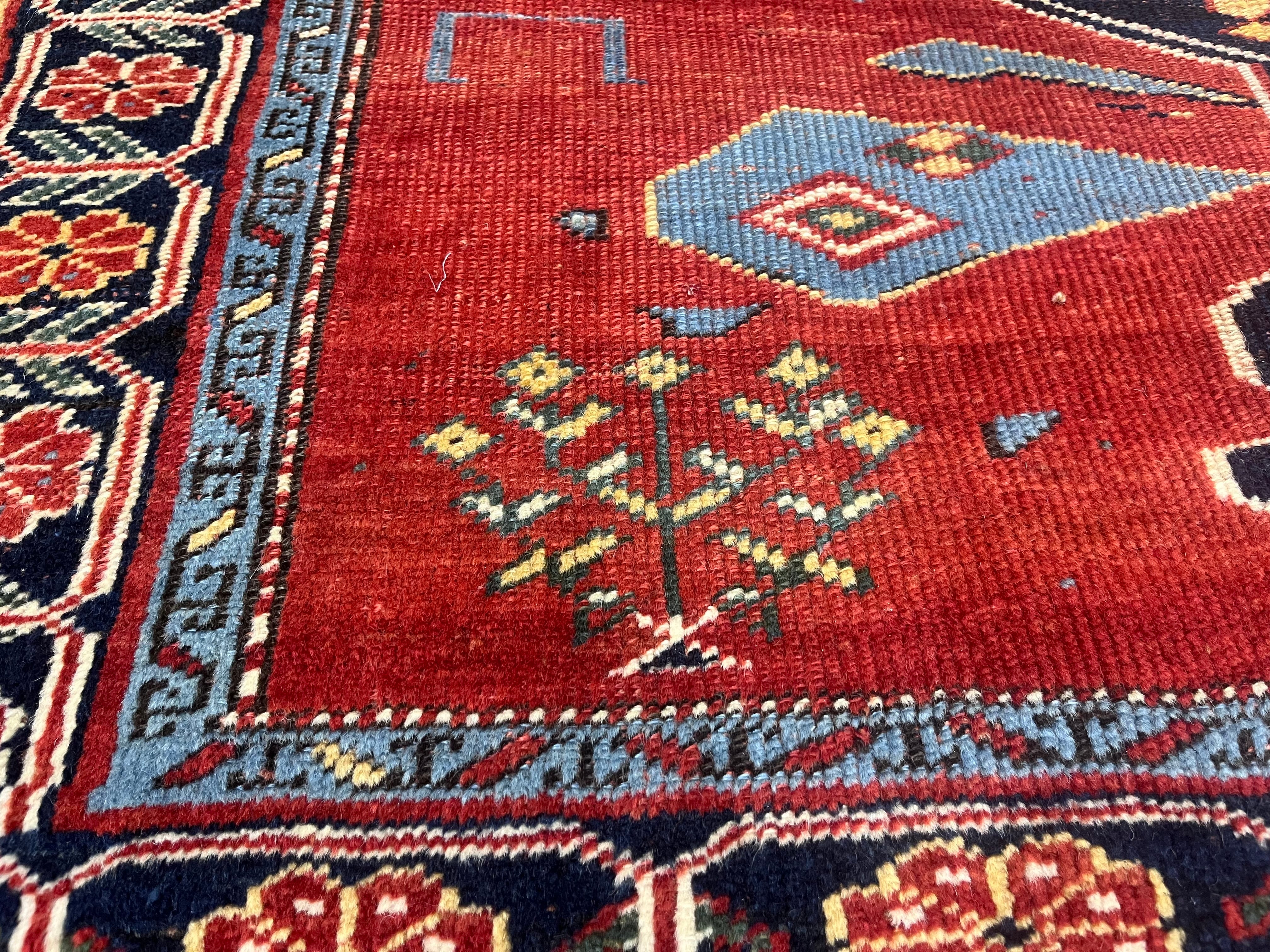 Fine Antique Caucasian Kazak Wool Rug 4'3" x 5' 9''