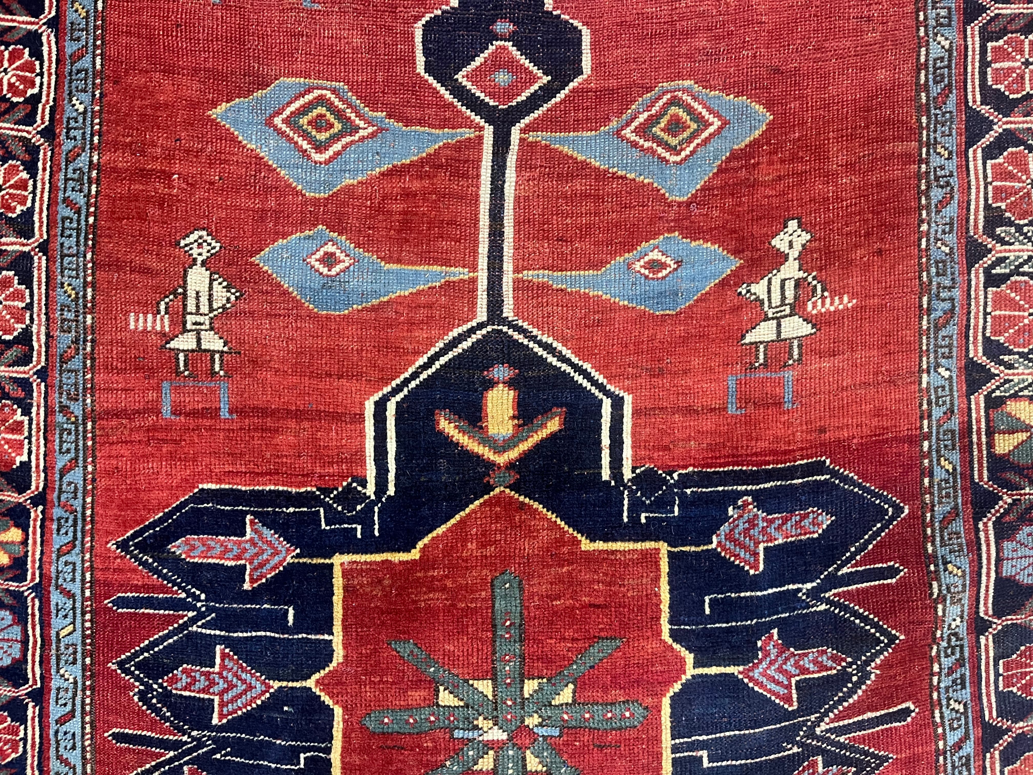 Fine Antique Caucasian Kazak Wool Rug 4'3" x 5' 9''