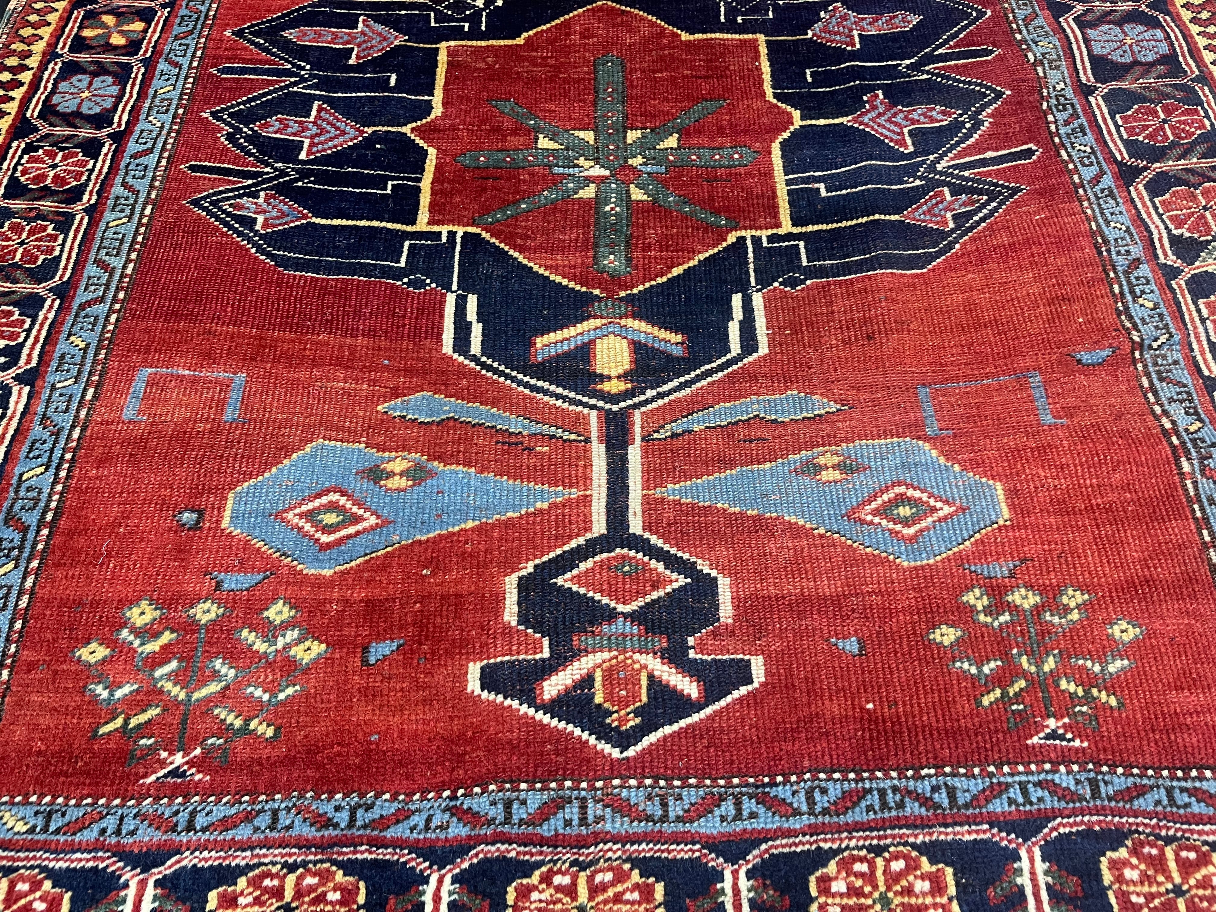 Fine Antique Caucasian Kazak Wool Rug 4'3" x 5' 9''