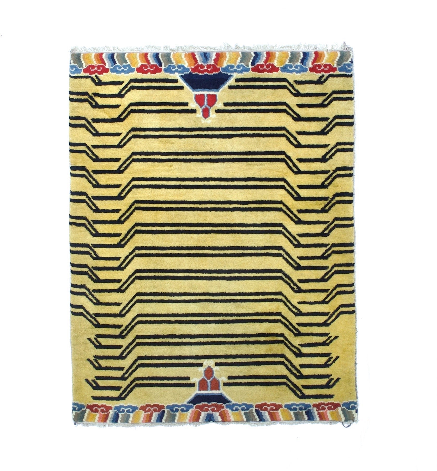 Antique Tibetan Wool Rug 4'10" x 6' 3"