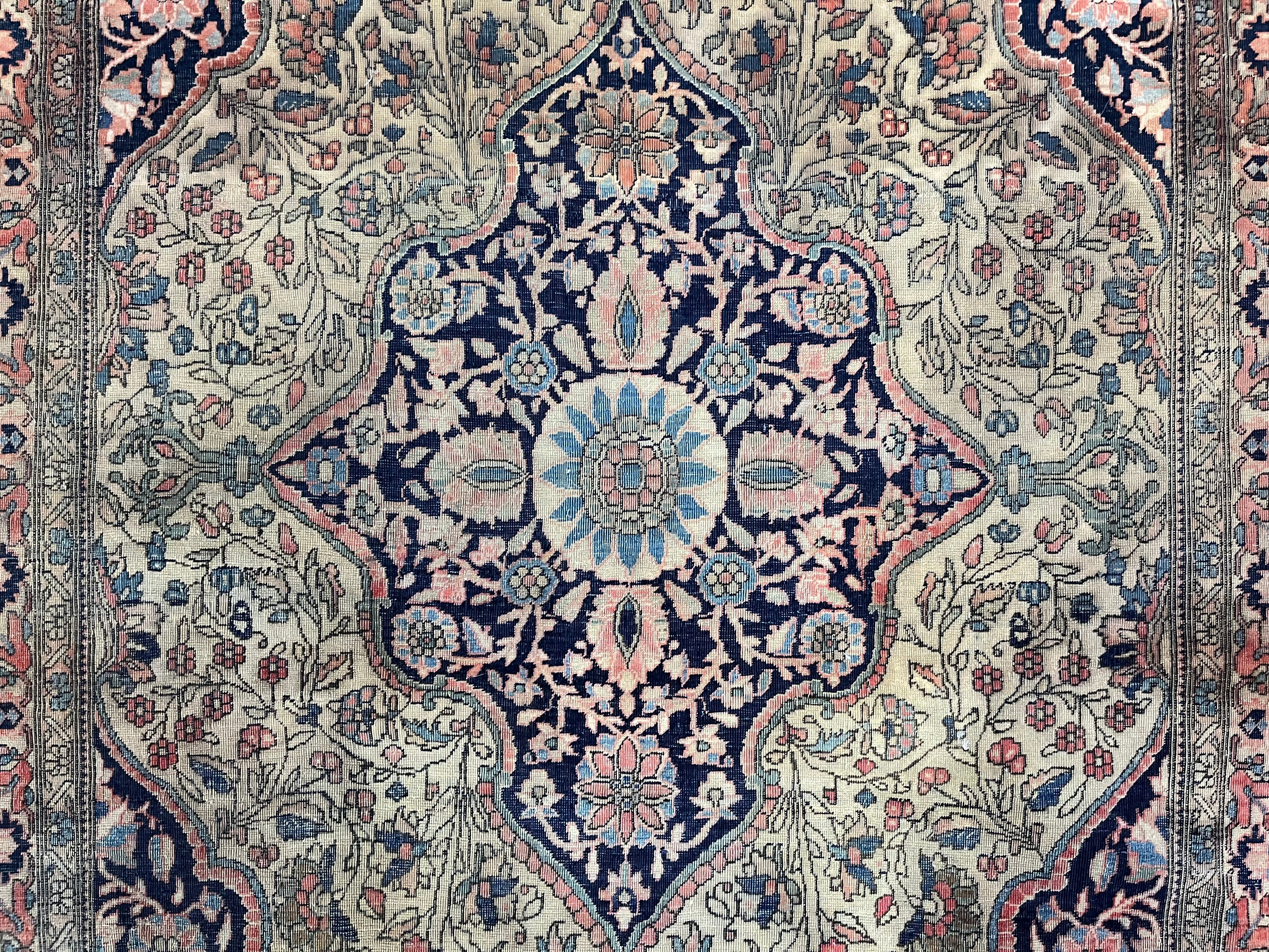 Fine Antique Mohtasham Kashan Wool Rug 4'3" x 6' 9"