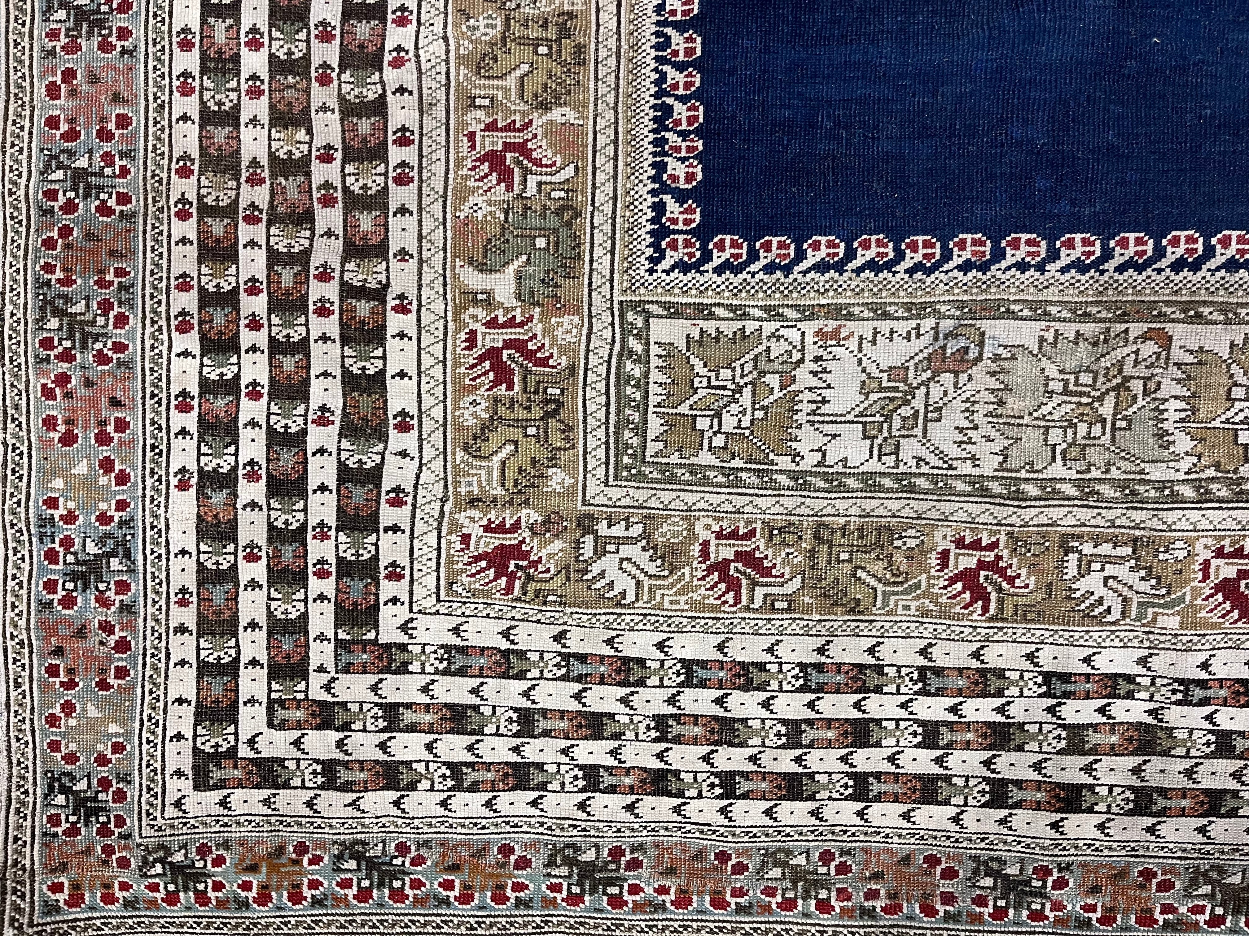 Fine Antique Turkish Giordez Wool Rug 4'1" x 5' 8"